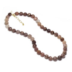 Lotus Strawberry Quartz 18 Karat Gold Necklette