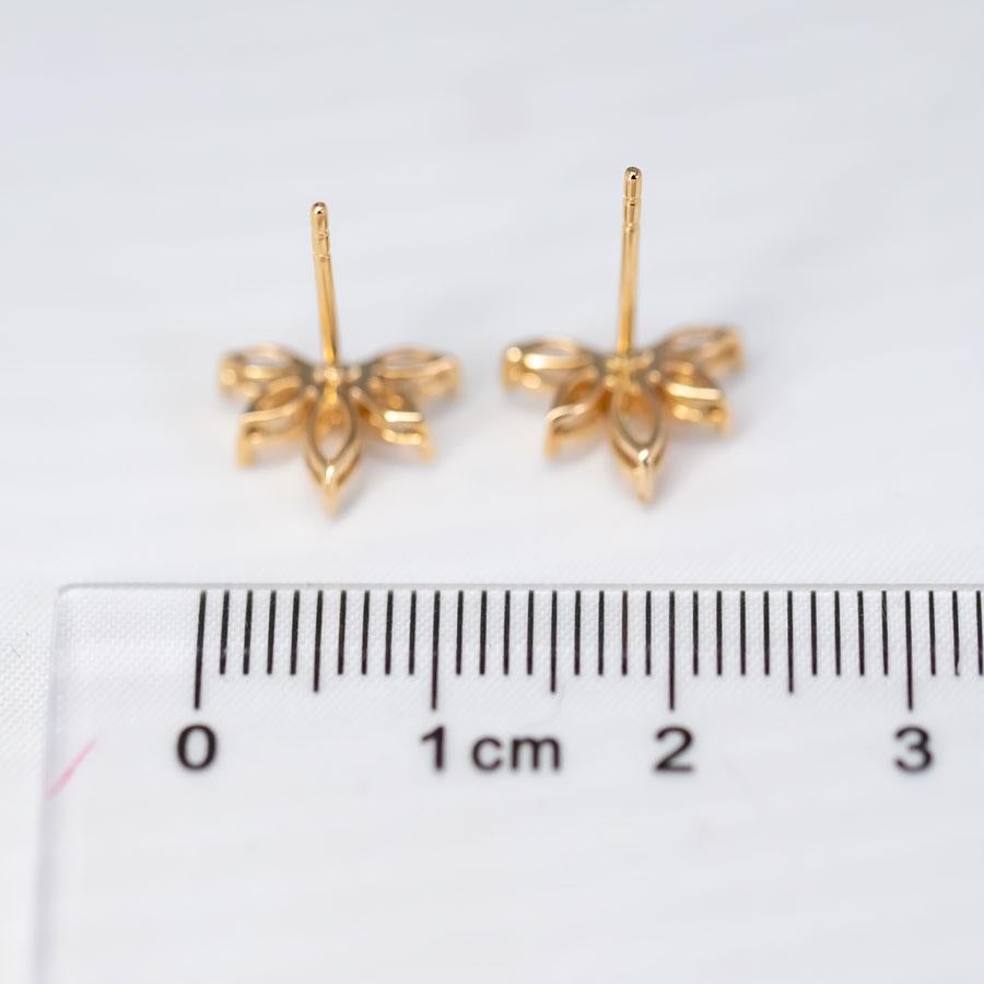 Lotus Water Lily Design Opal Diamond Earrings 14K Yellow Gold In New Condition For Sale In Suwanee, GA