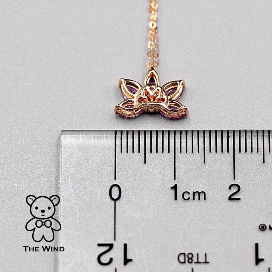 Arts and Crafts Lotus Water Lily Design Pink Sapphire Diamond Pendant Necklace 18K Rose Gold For Sale