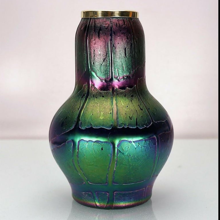 Lötz Art Nouveau Glass Vase Blue Pampas Decor Loetz 1920 At 1stdibs