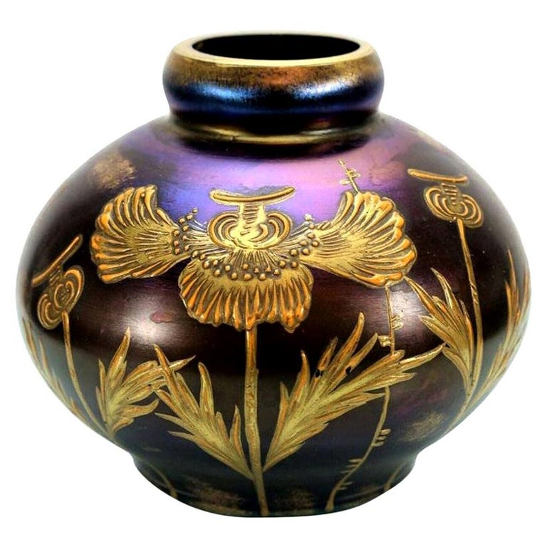 Lötz Art Nouveau "Ruby Enameled" Glass Vase Loetz For Sale