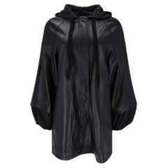 Lou Andrea Leather Hooded Cape Parka/Jacket