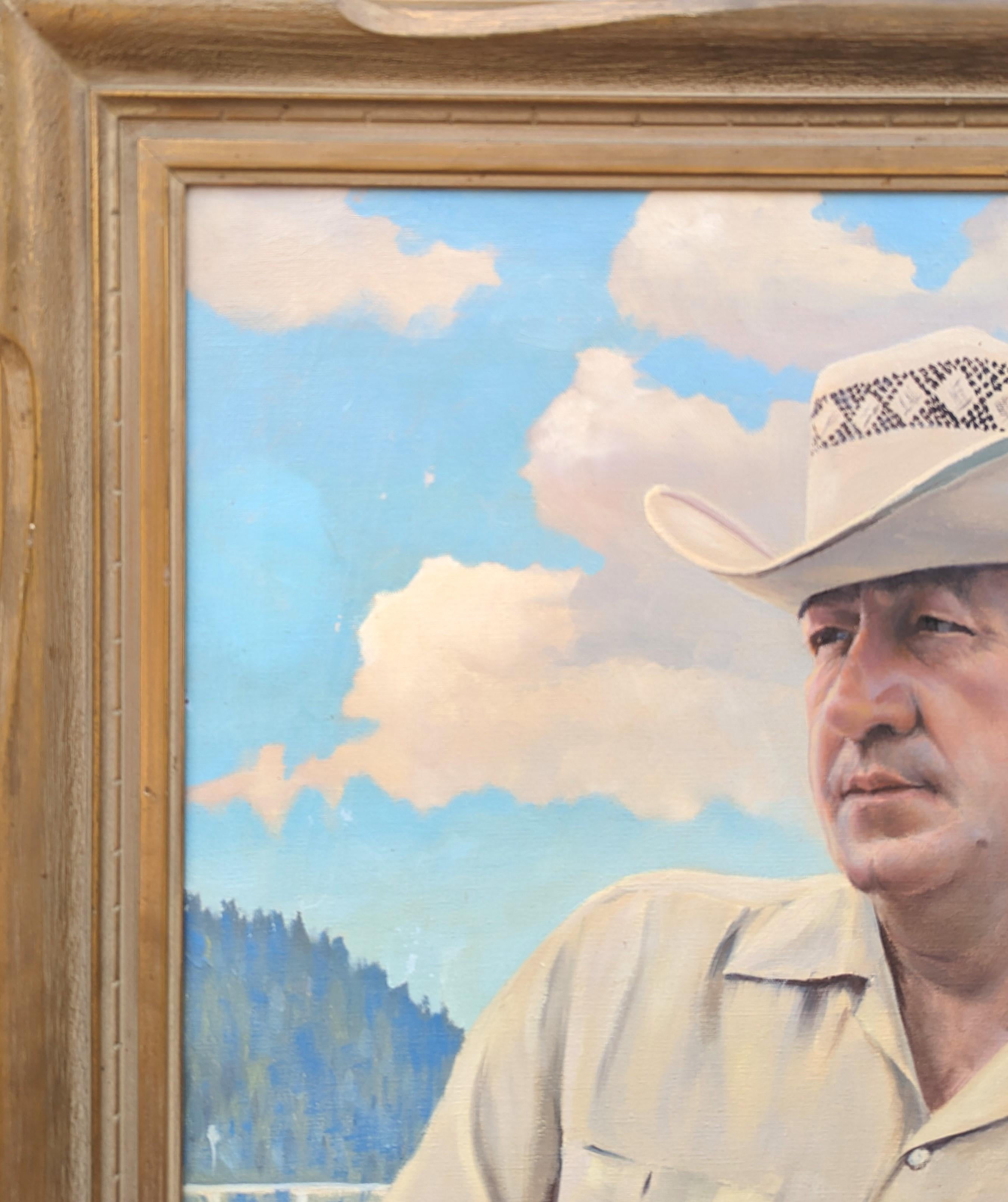 Portrait naturaliste de Jim Derrick Roidosa Downs Carlsbad, Nouveau Mexique - Naturalisme Painting par Lou Benesch
