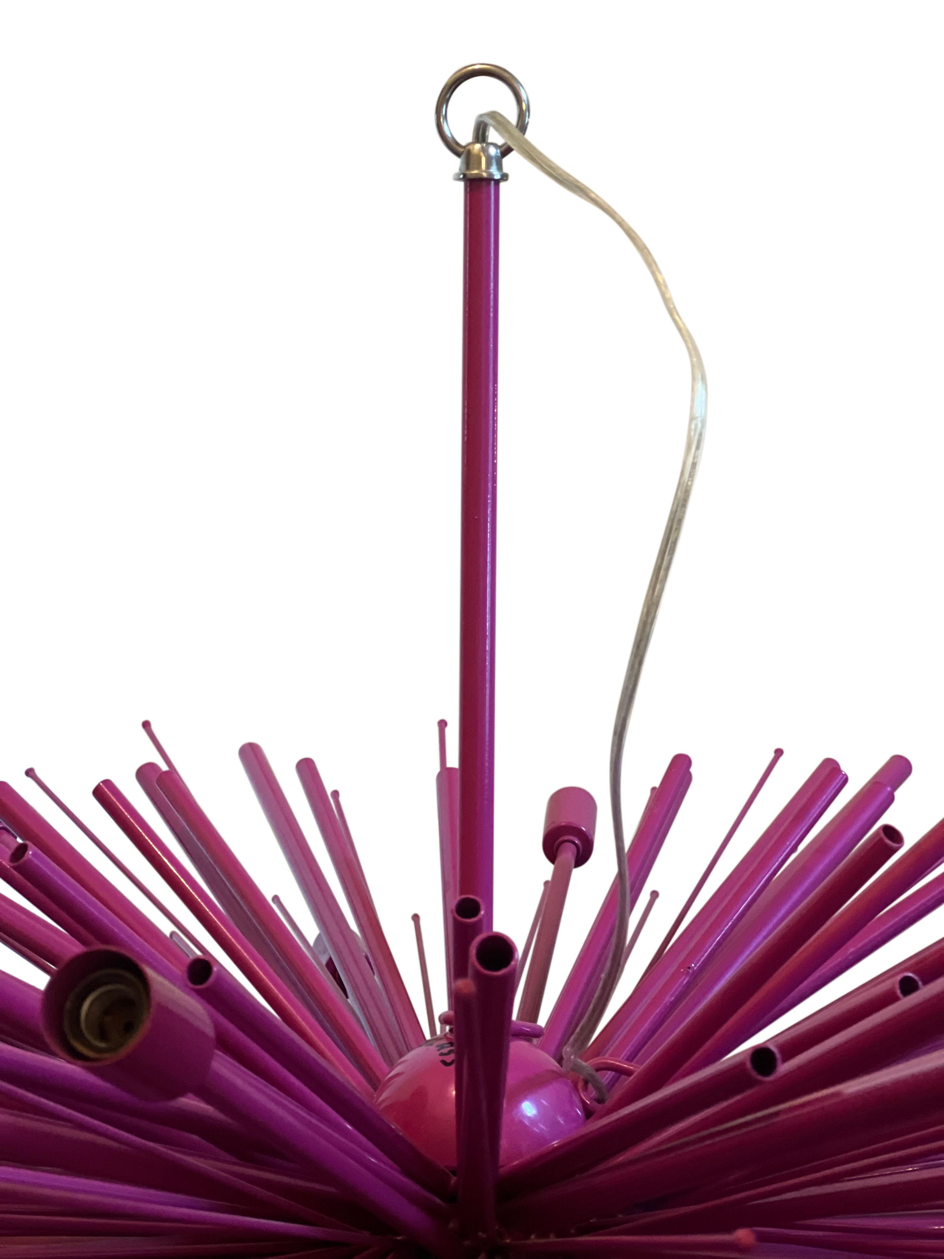 Steel Lou Blass 24 Light Supernova Chandelier in Wild Fuchsia For Sale