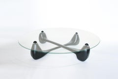 Lou Contemporary Coffee Table in Wood and Glass by Nadine Hajjar