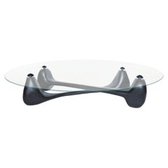 Lou Contemporary Coffee Table in Wood and Glass by Nadine Hajjar