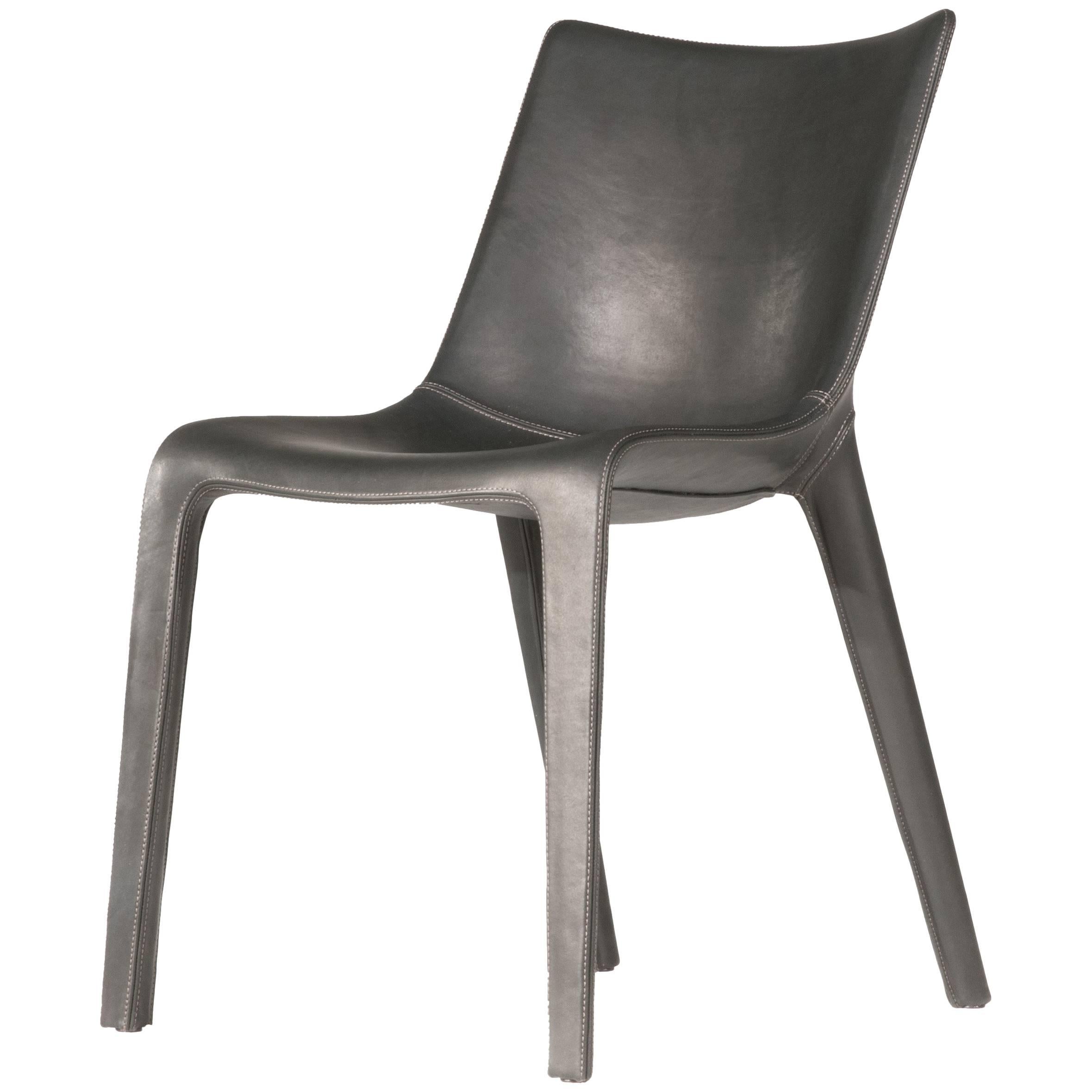 Lou Eat Chair in Black Leather by Philippe Starck & D. Sugasawa for Driade