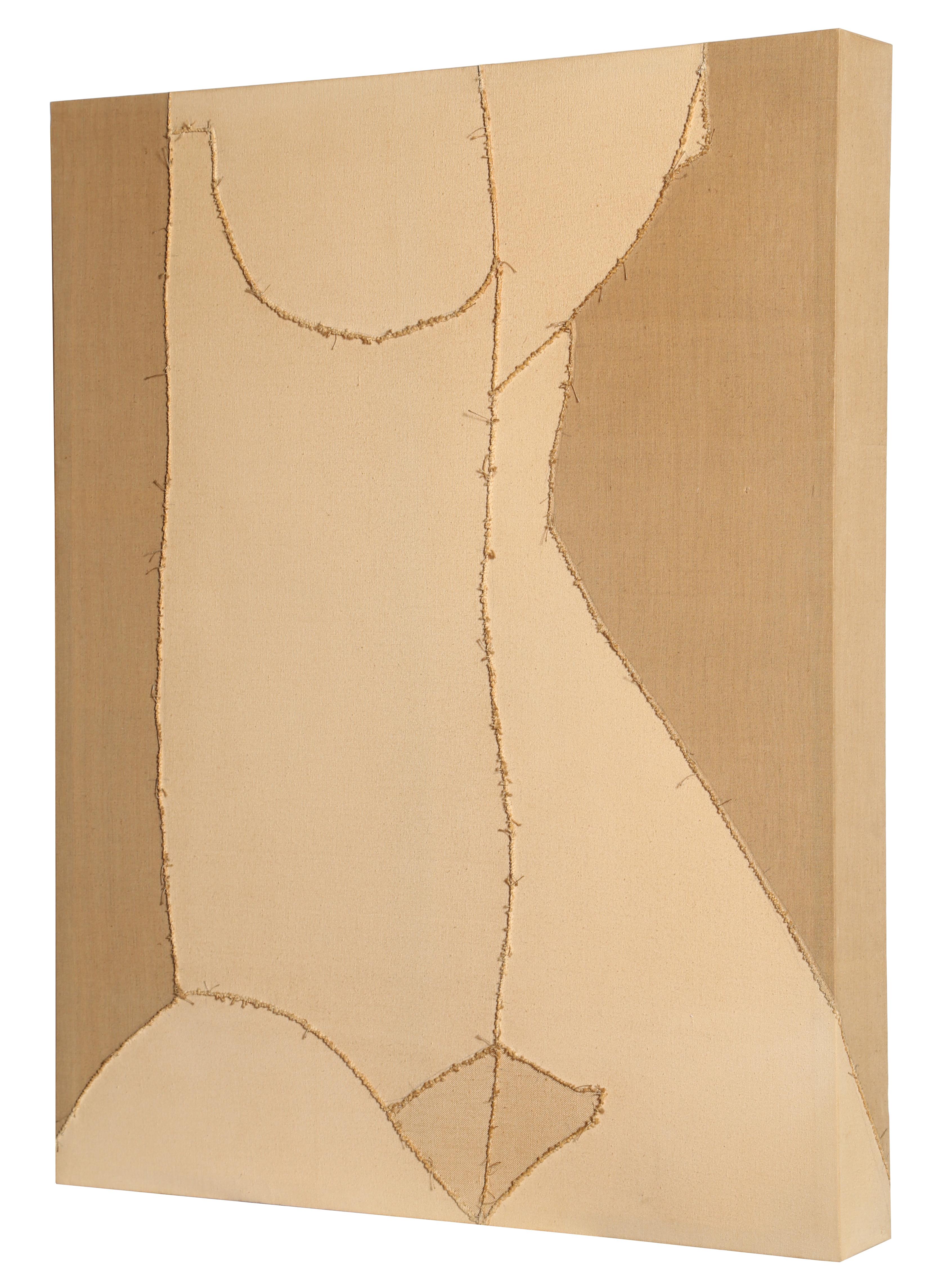 Künstler: Lou Fink, Amerikaner (1925 - 1980)
Titel: Nackt
Jahr: 1974
Medium:	Genähtes Segeltuch, verso signiert
Größe: 38 x 30 x 4 Zoll