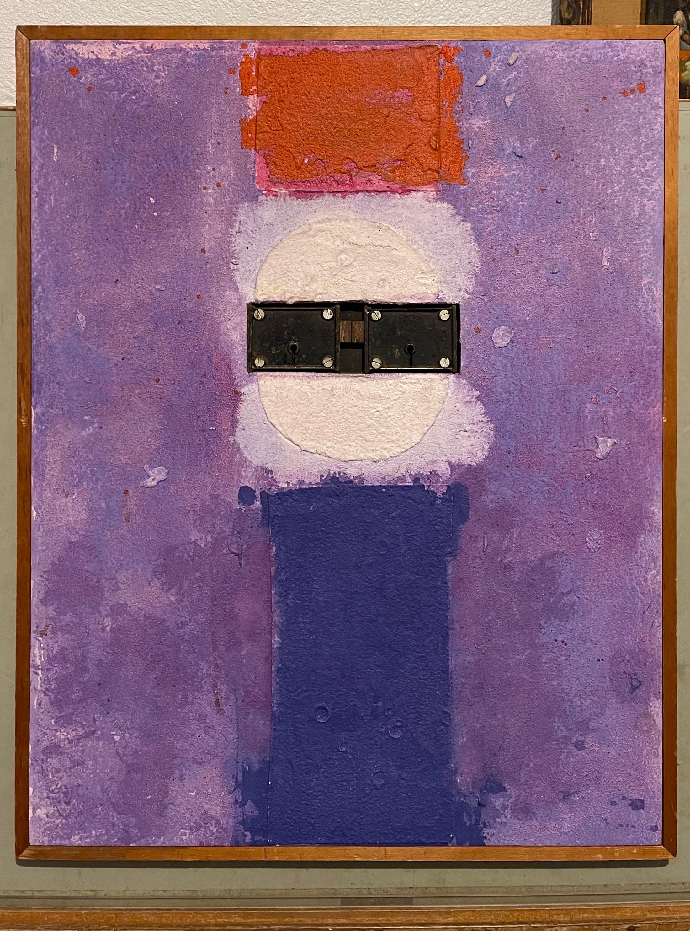 Peinture à l'huile abstraite de 1970 « Le Patriote », assemblage rouge, blanc et bleu Lou Fink en vente 9
