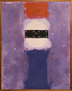 Peinture à l'huile abstraite de 1970 « Le Patriote », assemblage rouge, blanc et bleu Lou Fink