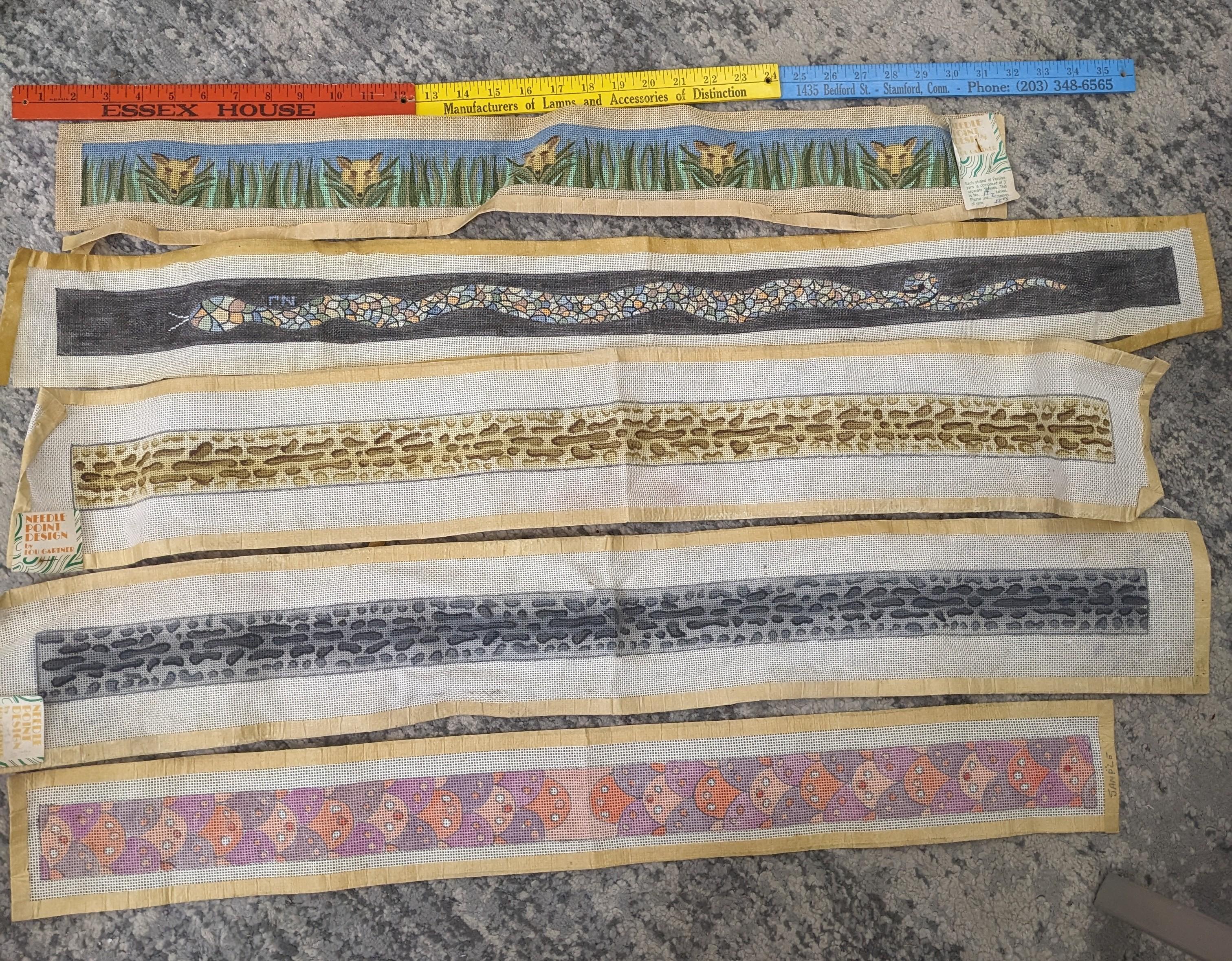 Mid-Century Modern Lou Gartner Needlepoint Blanks, Belts/Straps For Sale