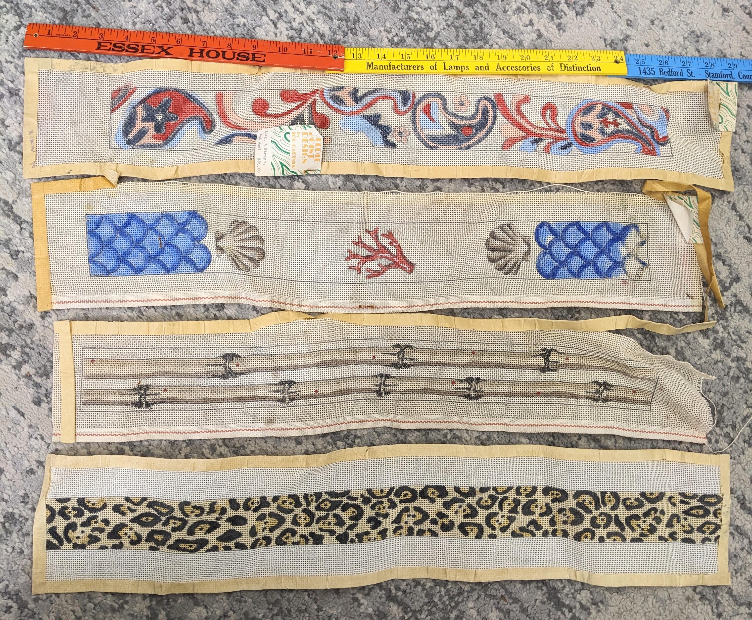 Late 20th Century Lou Gartner Needlepoint Blanks, Belts/Straps For Sale
