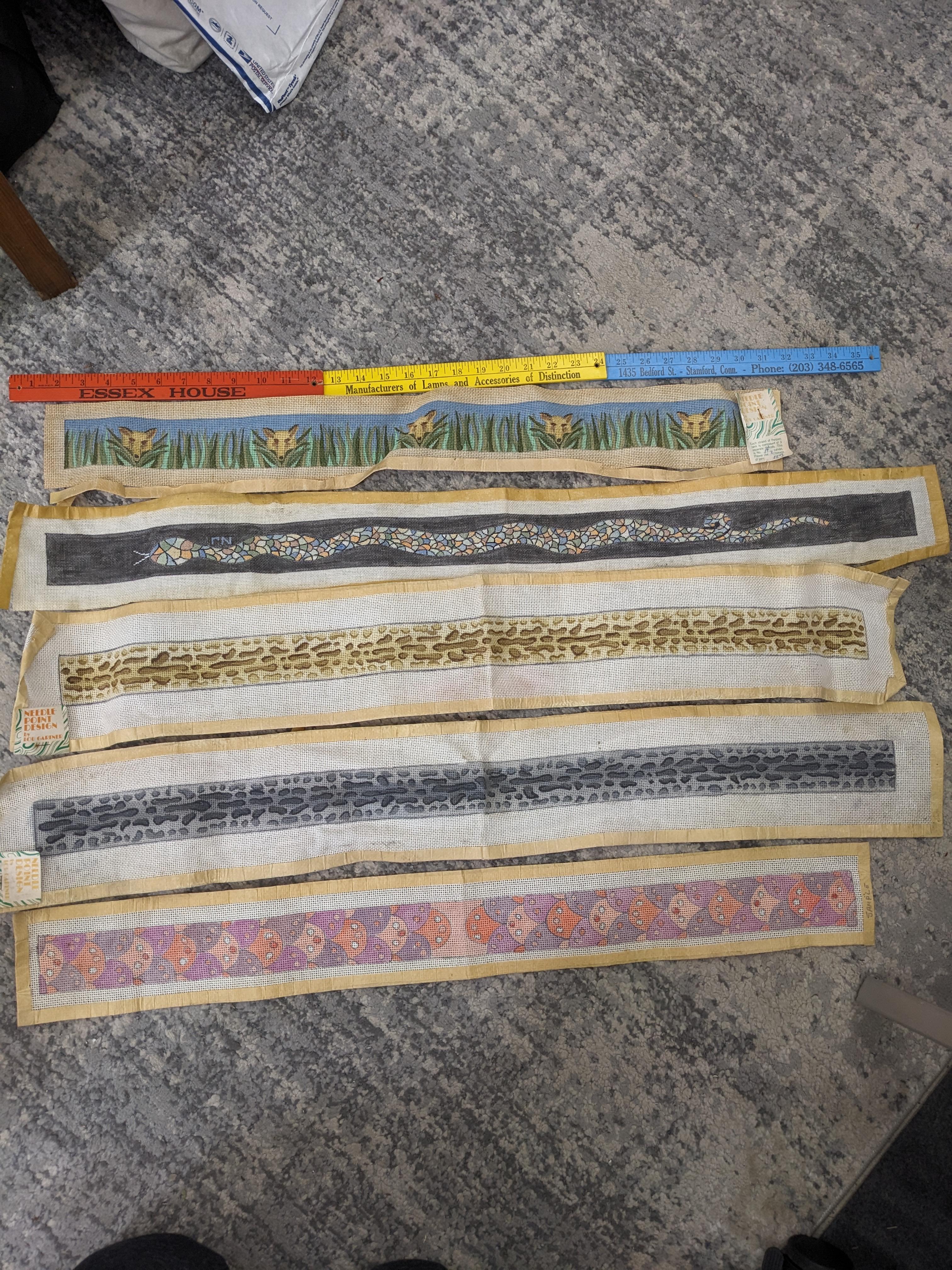 Late 20th Century Lou Gartner Needlepoint Blanks, Belts/Straps For Sale