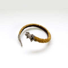 Lou Guerin Bracelet - Silver Frog Body Detail + Leather Main Body