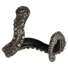 Lou Guerin Mother of Pearl Bracelet 925 Silver Leather Inlay Snake Bracelet 