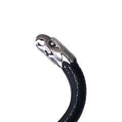 Lou Guerin Bracelet - Silver Eagle Head - Adjustable Leather Body