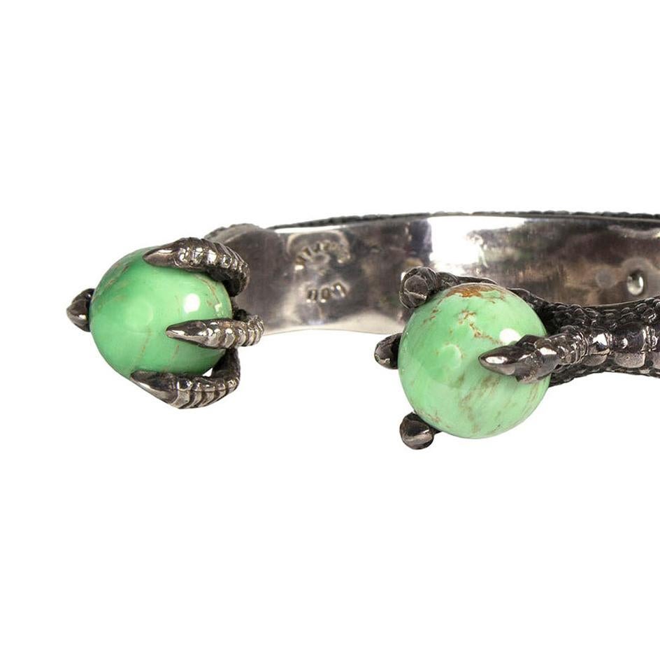 Artisan Lou Guerin Rare - Silver ‘Dragon Claw’ Bracelet - Turquoise Stones
