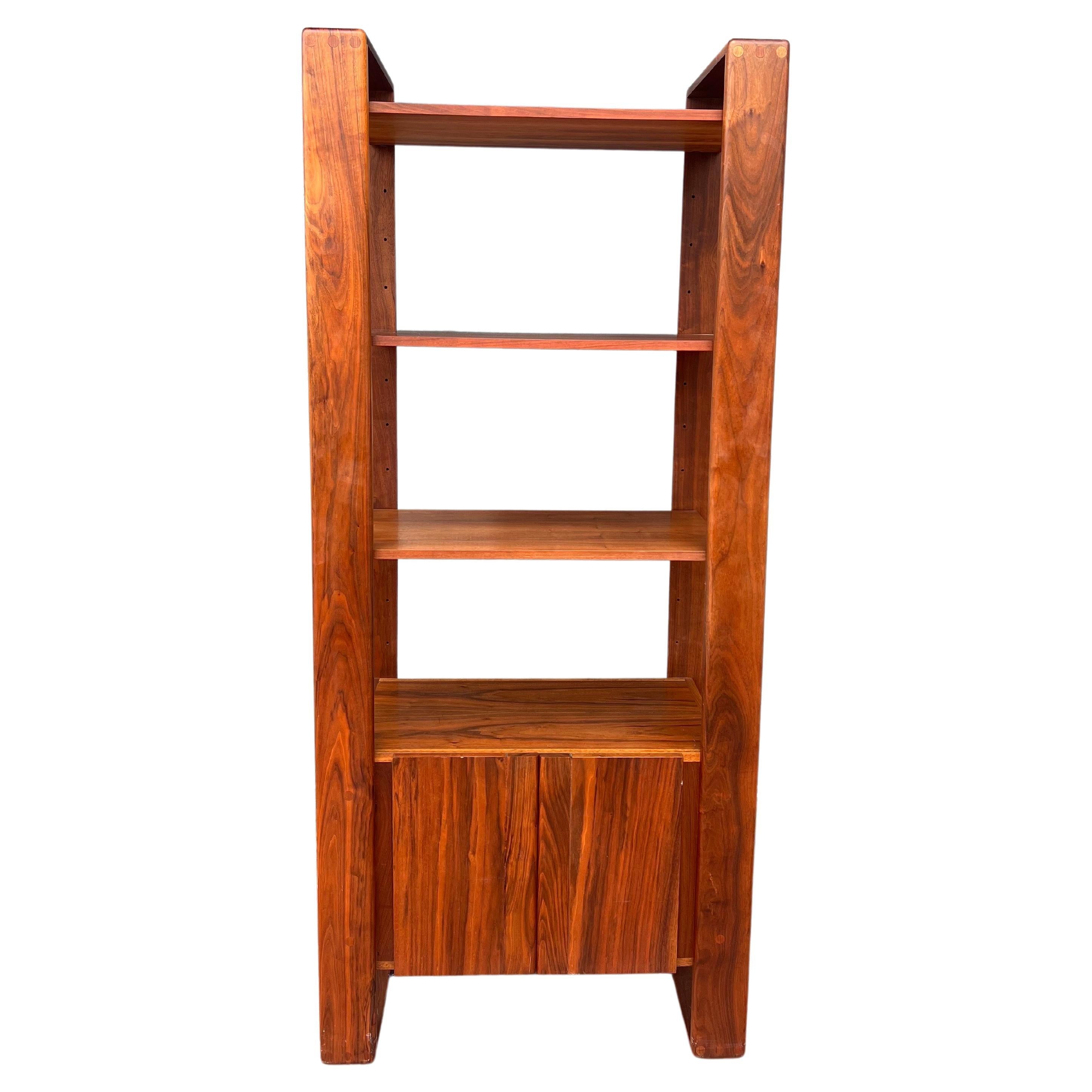 Mid-Century Modern Lou Hodges California Mid Century Modern walnut  Bookcase with Cabinet Wall Unit For Sale