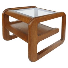 Lou Hodges California Midcentury Side Table with Inset Glass