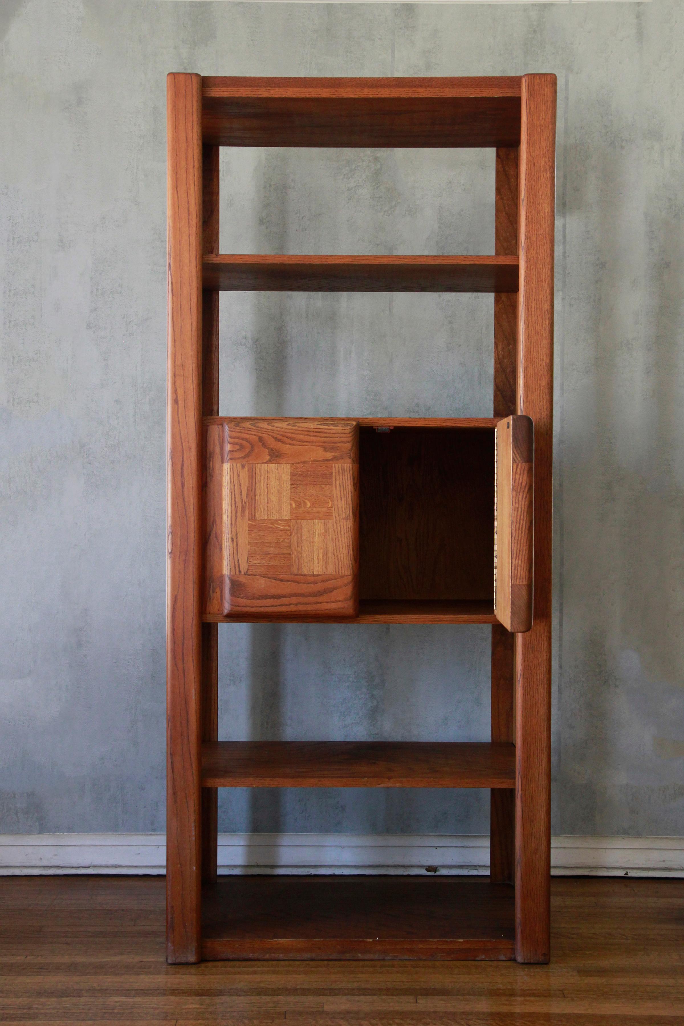 Bookcase by Lou Hodges, designed and produced in California in the 1970s through early 1980s. Lou Hodges has become such a collectible designer in the past decade, as 1970s California Modern design has surged in demand and value.