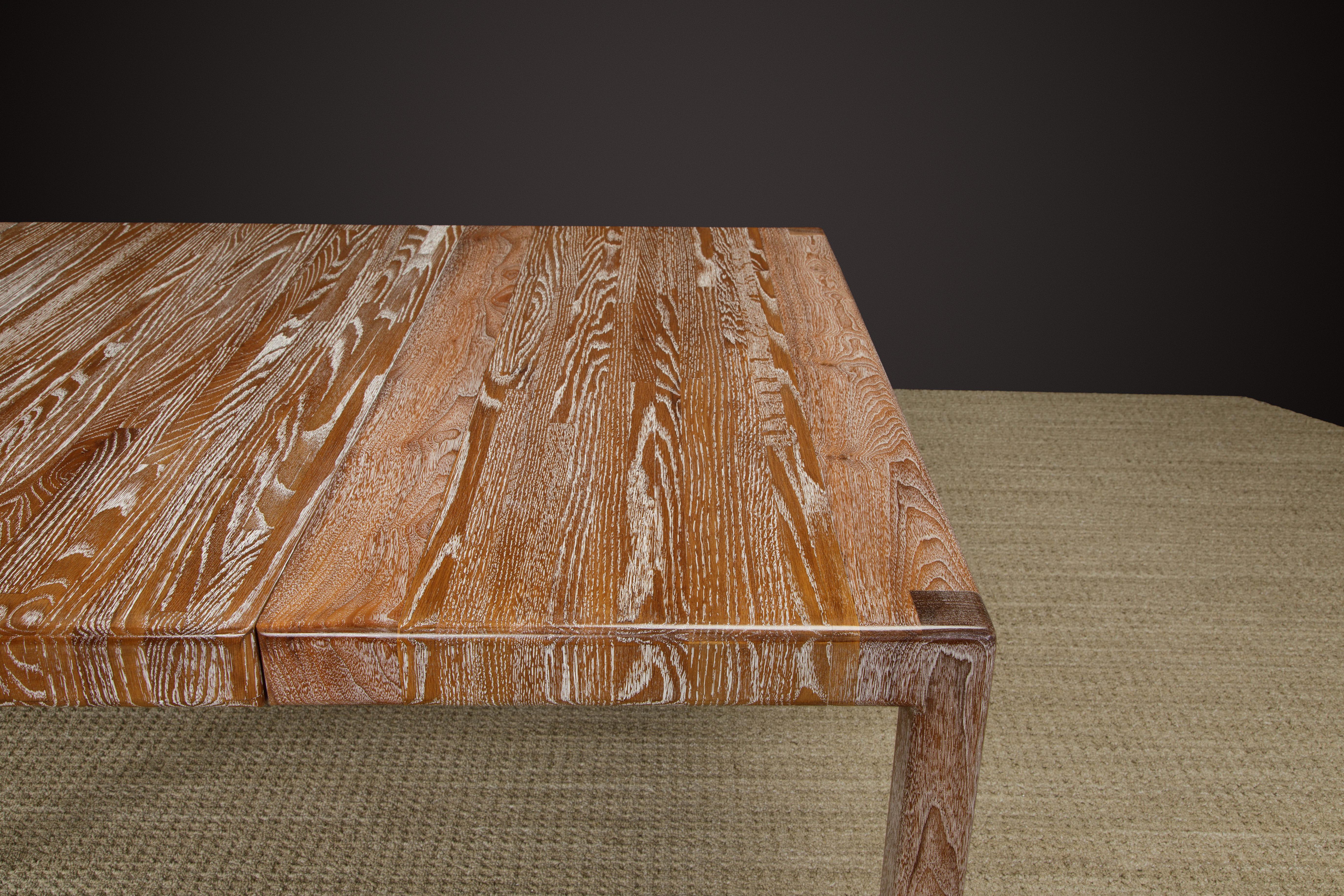 Lou Hodges California Modern Cerused Oak Extendable Dining Table, c 1979, Signed For Sale 6