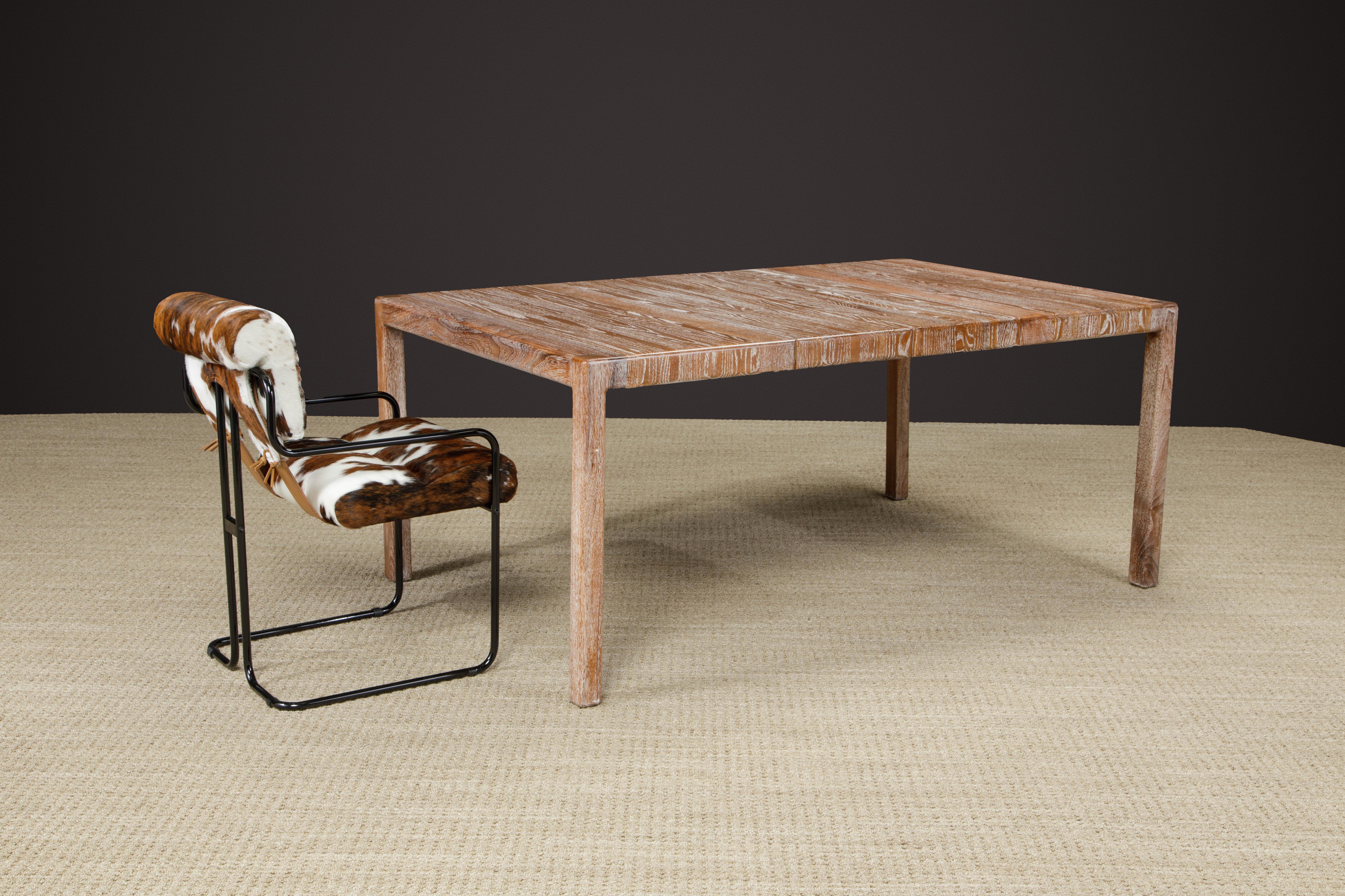 Lou Hodges California Modern Cerused Oak Extendable Dining Table, c 1979, Signed For Sale 11