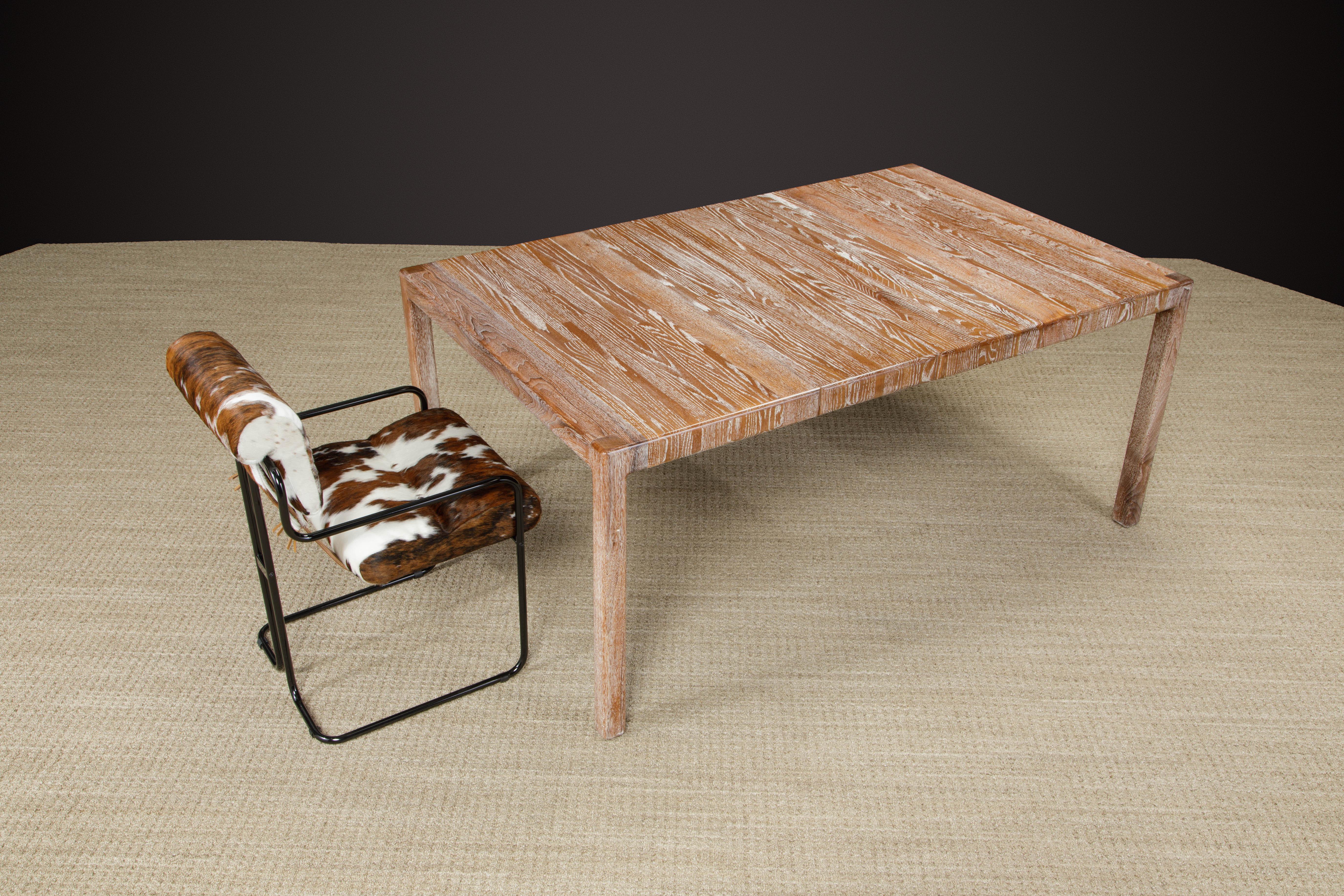 Lou Hodges California Modern Cerused Oak Extendable Dining Table, c 1979, Signed For Sale 12