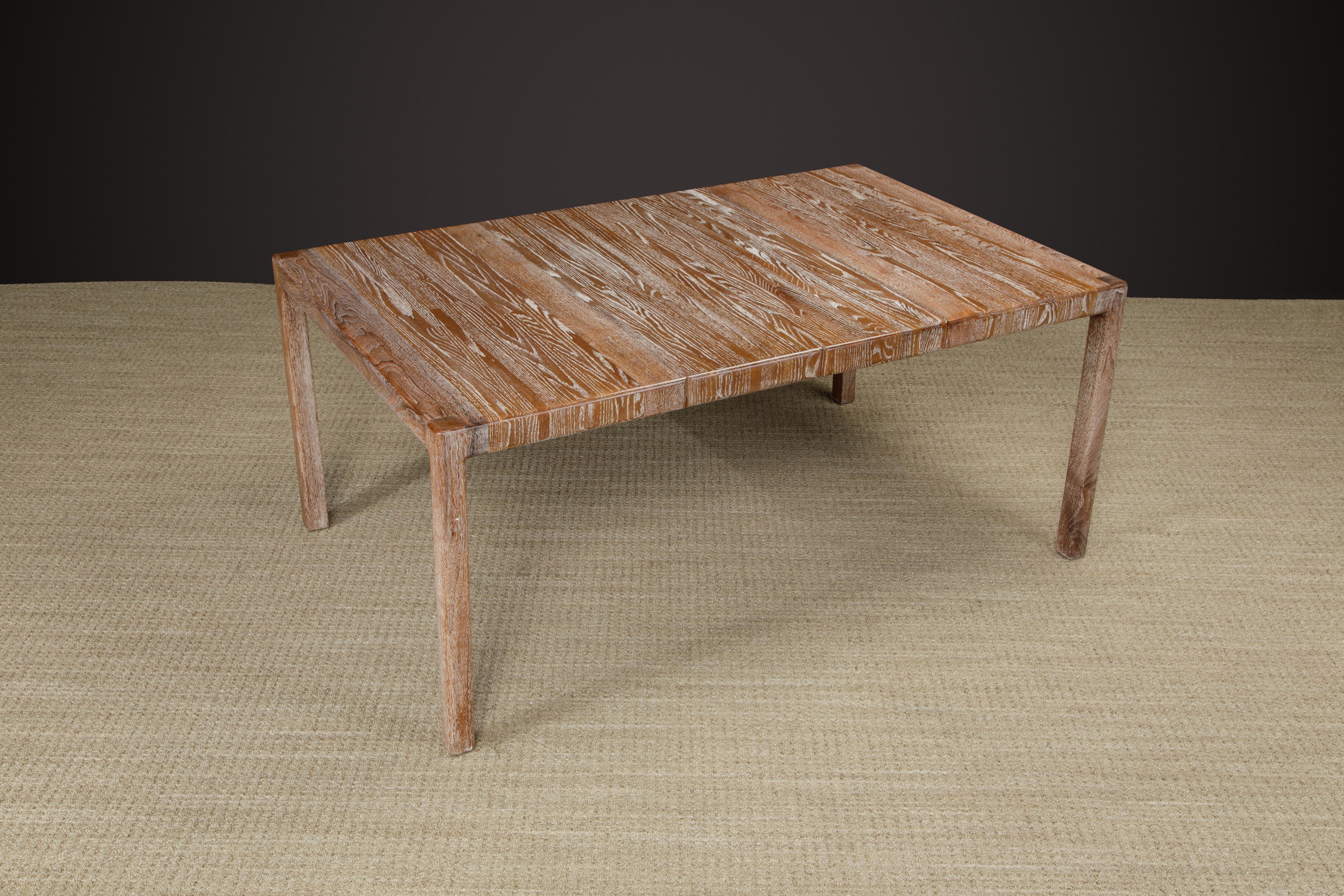 American Lou Hodges California Modern Cerused Oak Extendable Dining Table, c 1979, Signed For Sale