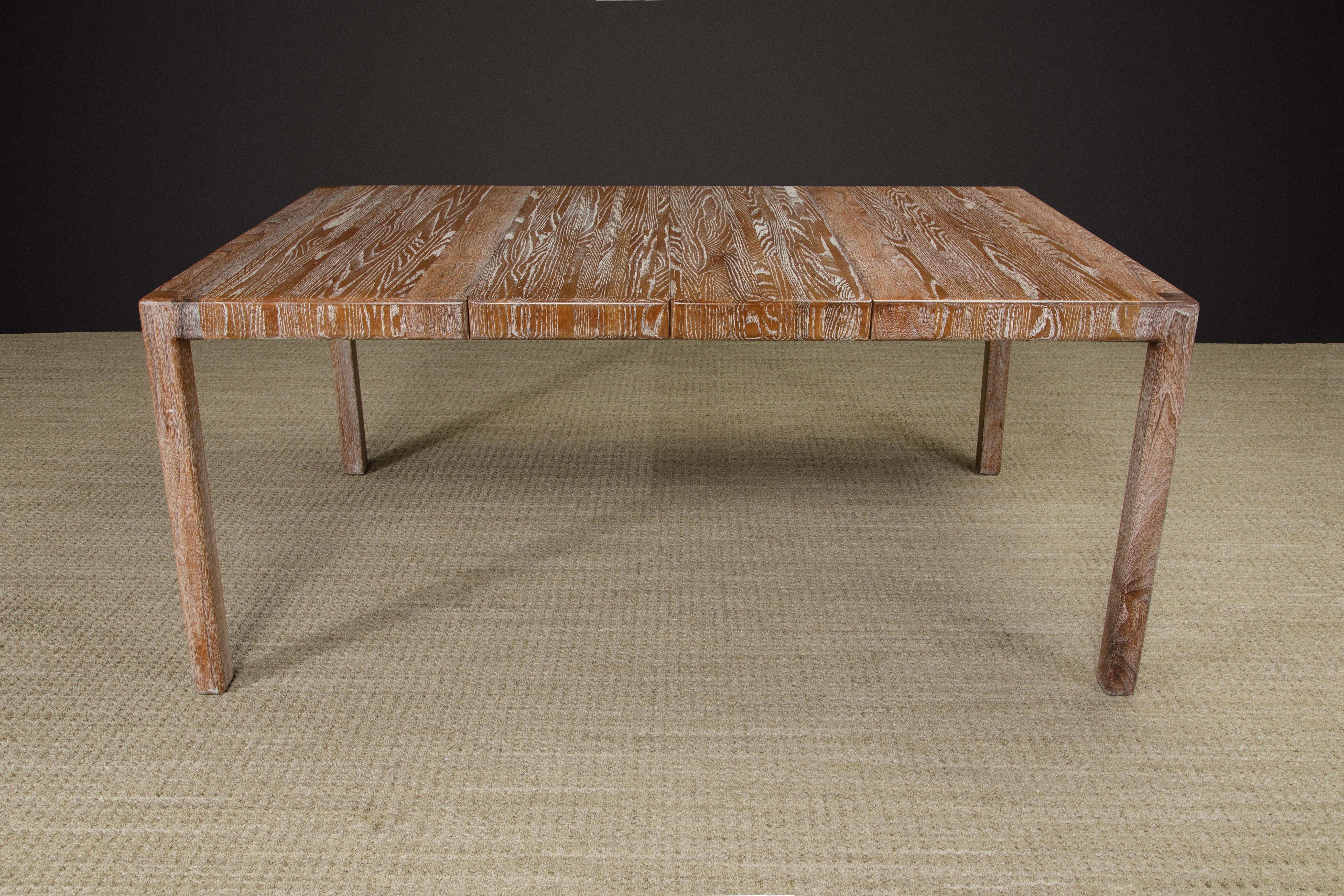 Lou Hodges California Modern Cerused Oak Extendable Dining Table, c 1979, Signed In Excellent Condition For Sale In Los Angeles, CA