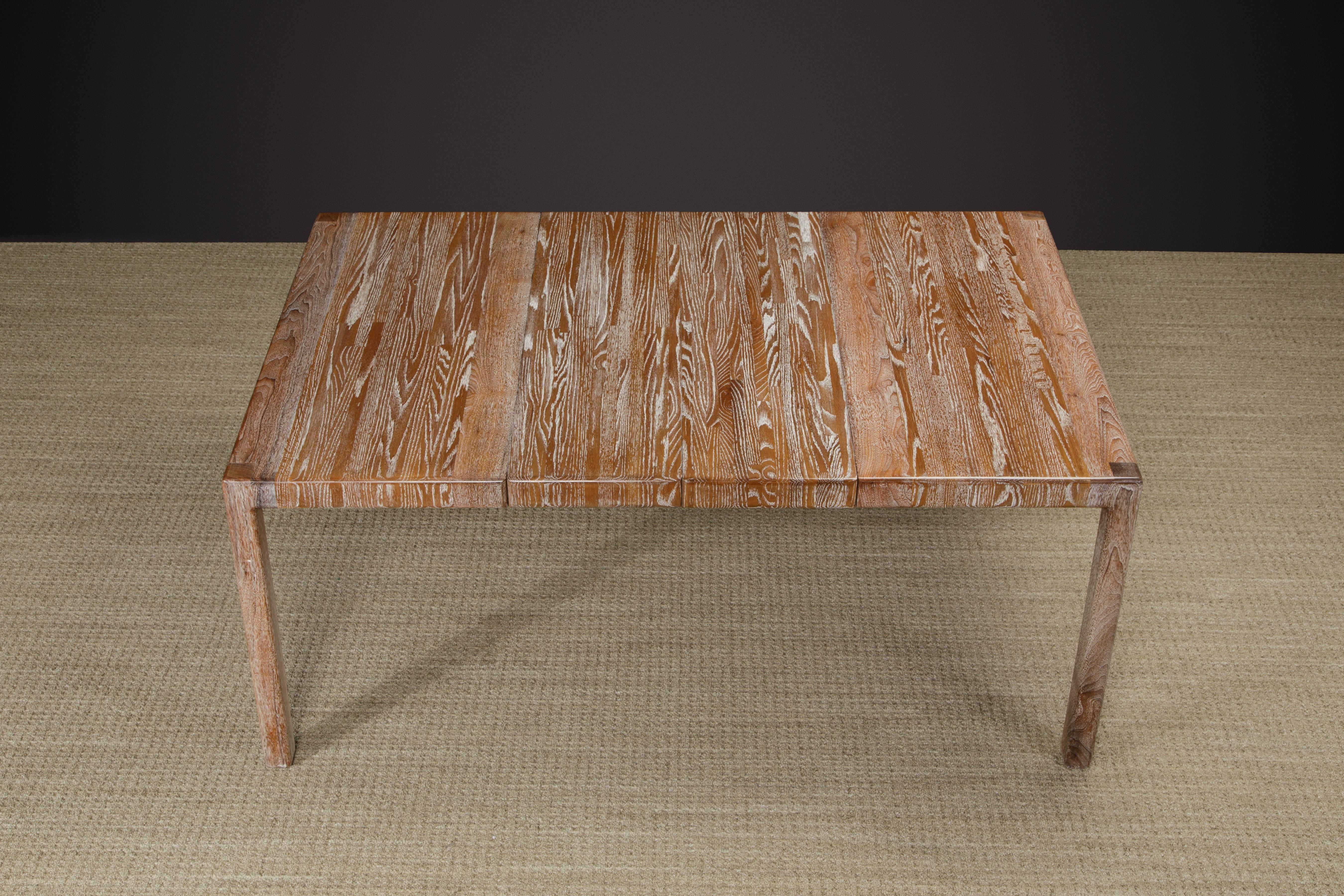 Late 20th Century Lou Hodges California Modern Cerused Oak Extendable Dining Table, c 1979, Signed For Sale