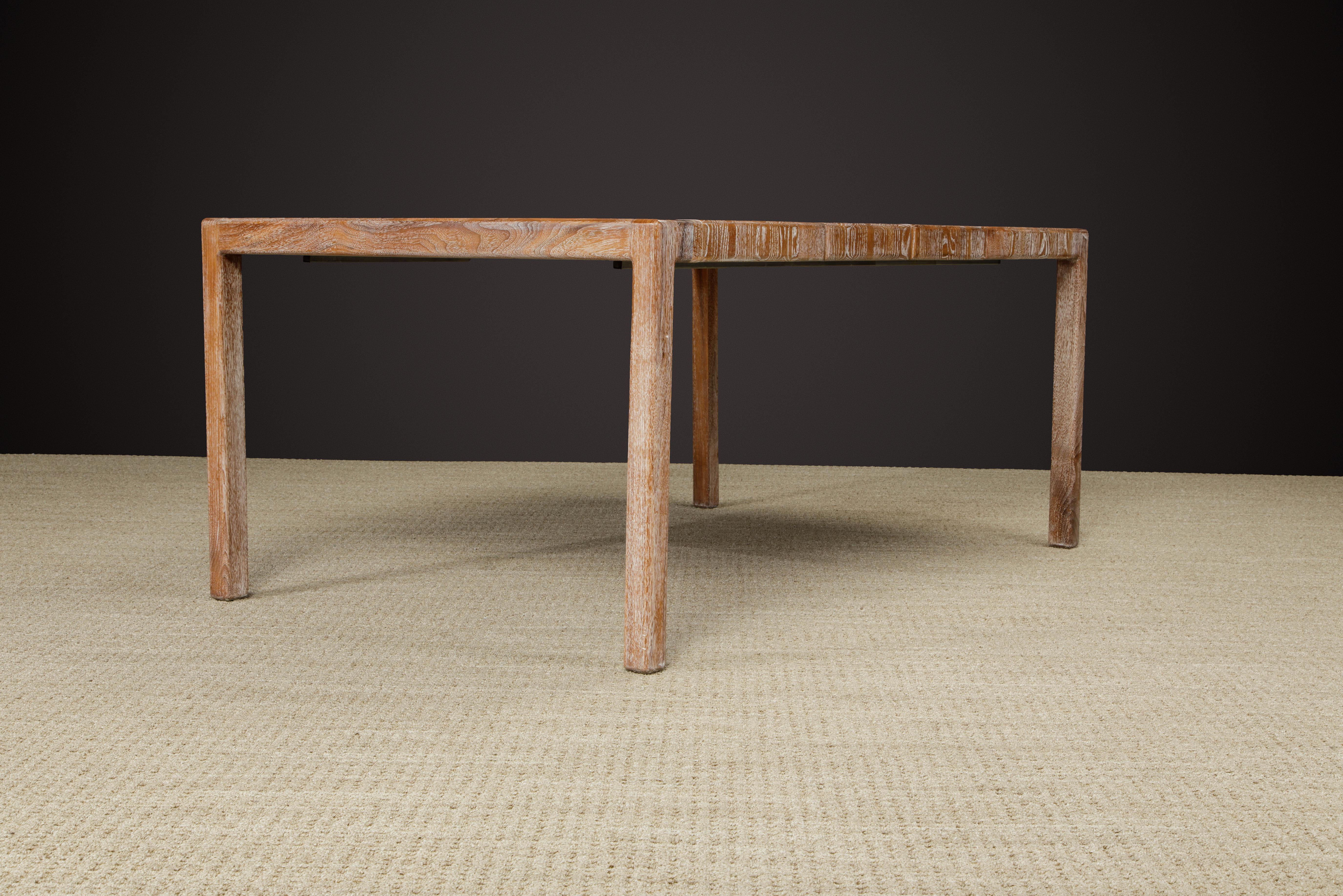 Lou Hodges California Modern Cerused Oak Extendable Dining Table, c 1979, Signed For Sale 1