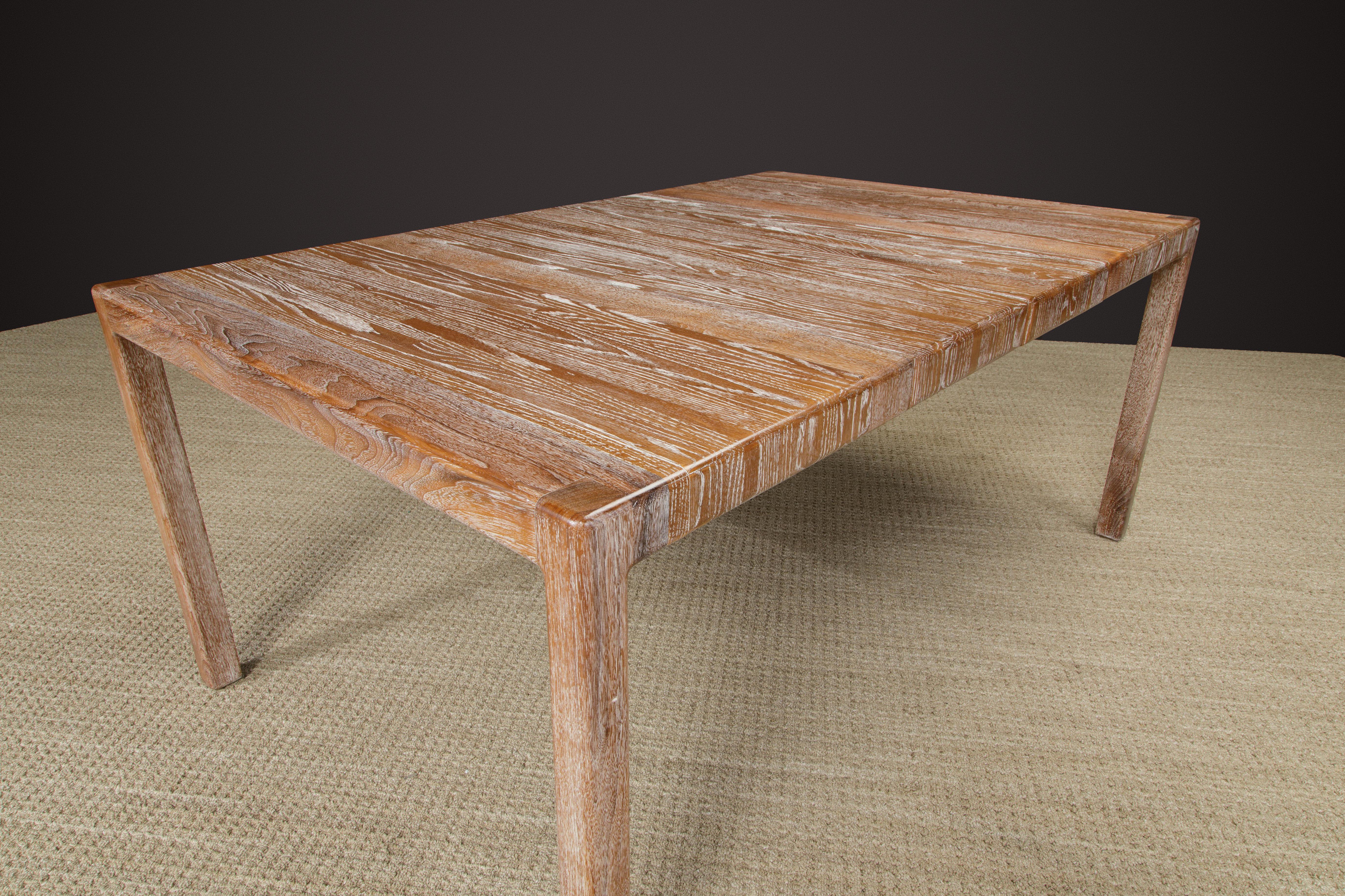 Lou Hodges California Modern Cerused Oak Extendable Dining Table, c 1979, Signed For Sale 3