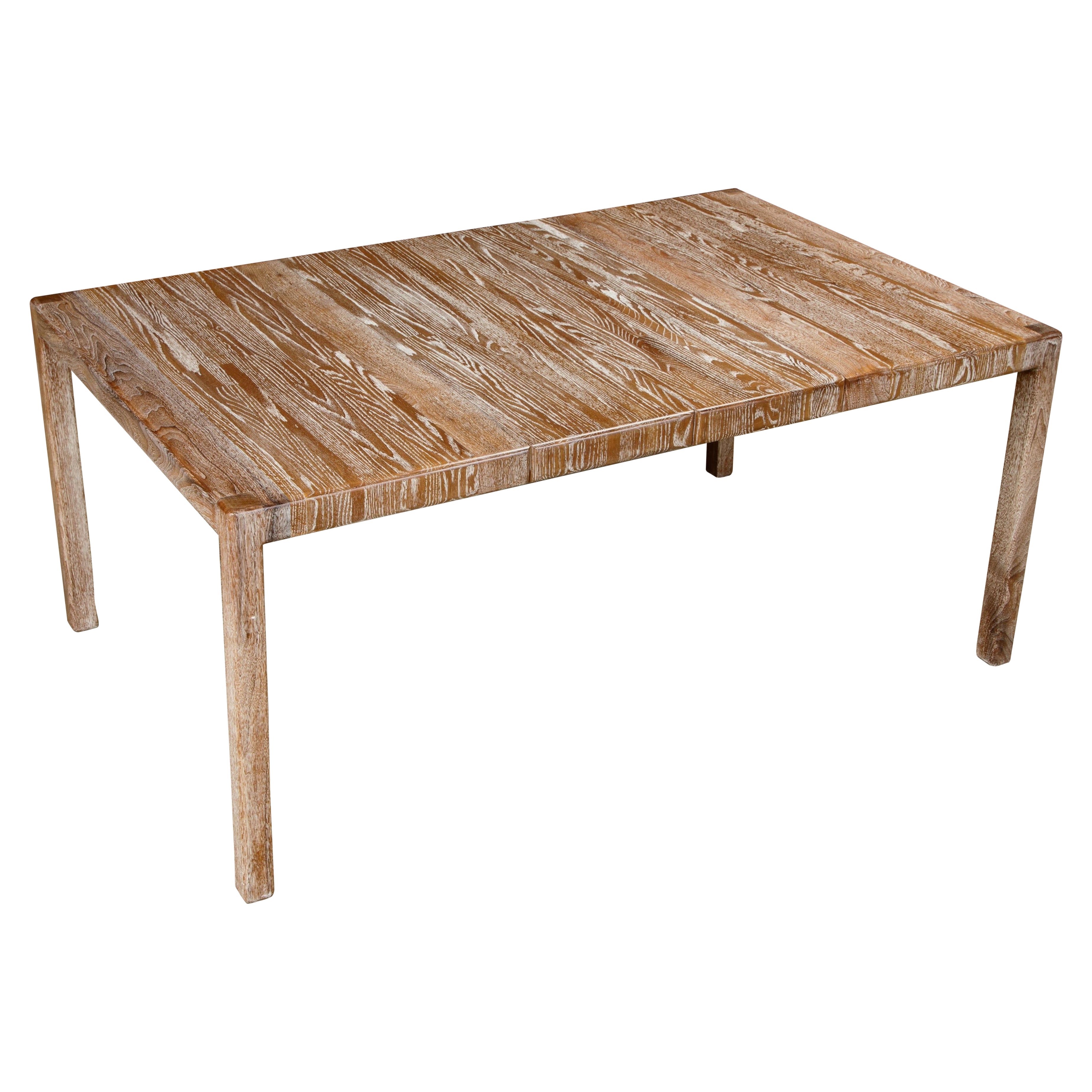 Lou Hodges California Modern Cerused Oak Extendable Dining Table, c 1979, Signed