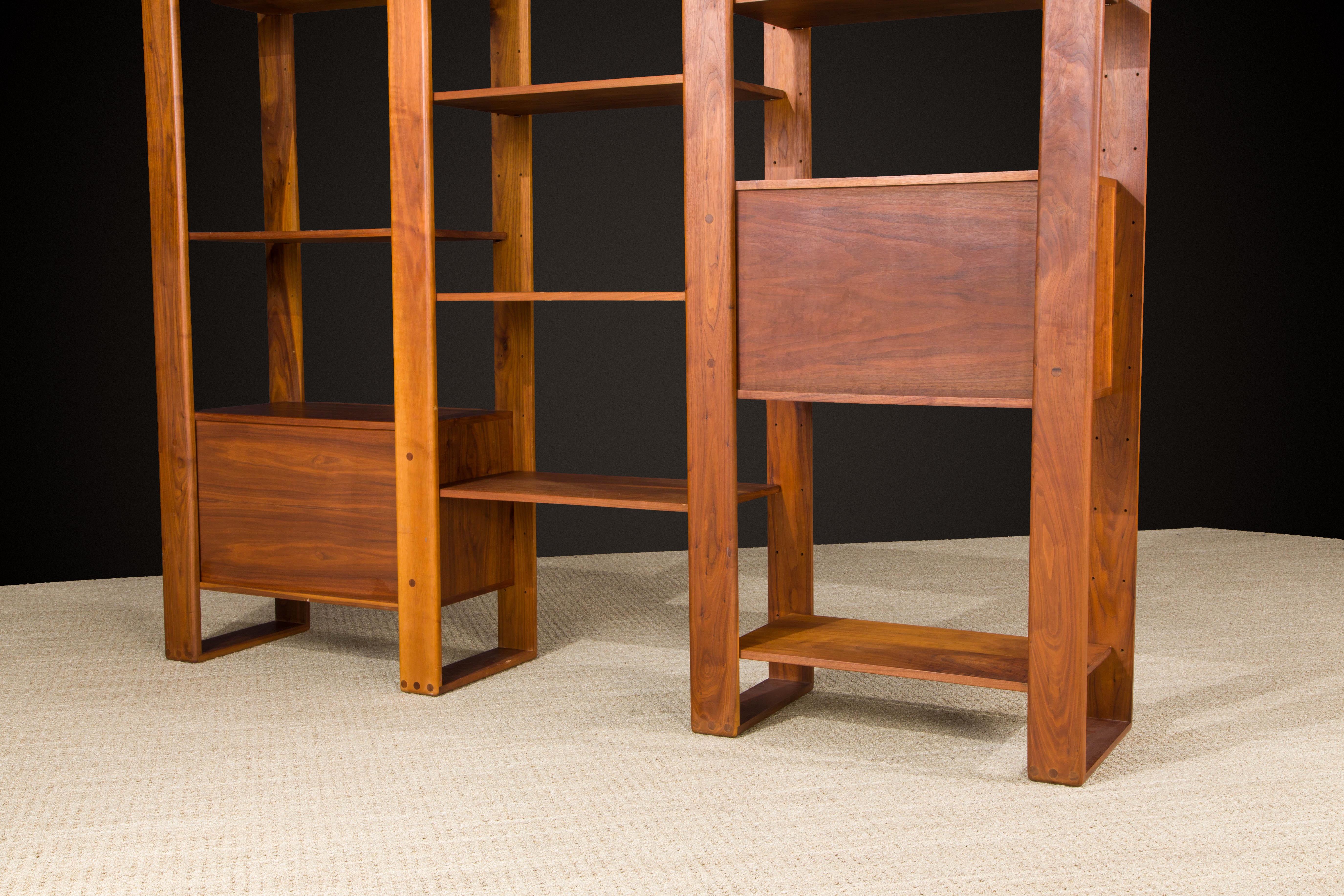 Lou Hodges California Modern Modular Bookcase / Room Divider in Walnut, 1970s 11