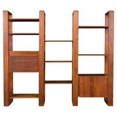 Lou Hodges California Modern Modular Bookcase / Room Divider in Walnut, 1970s