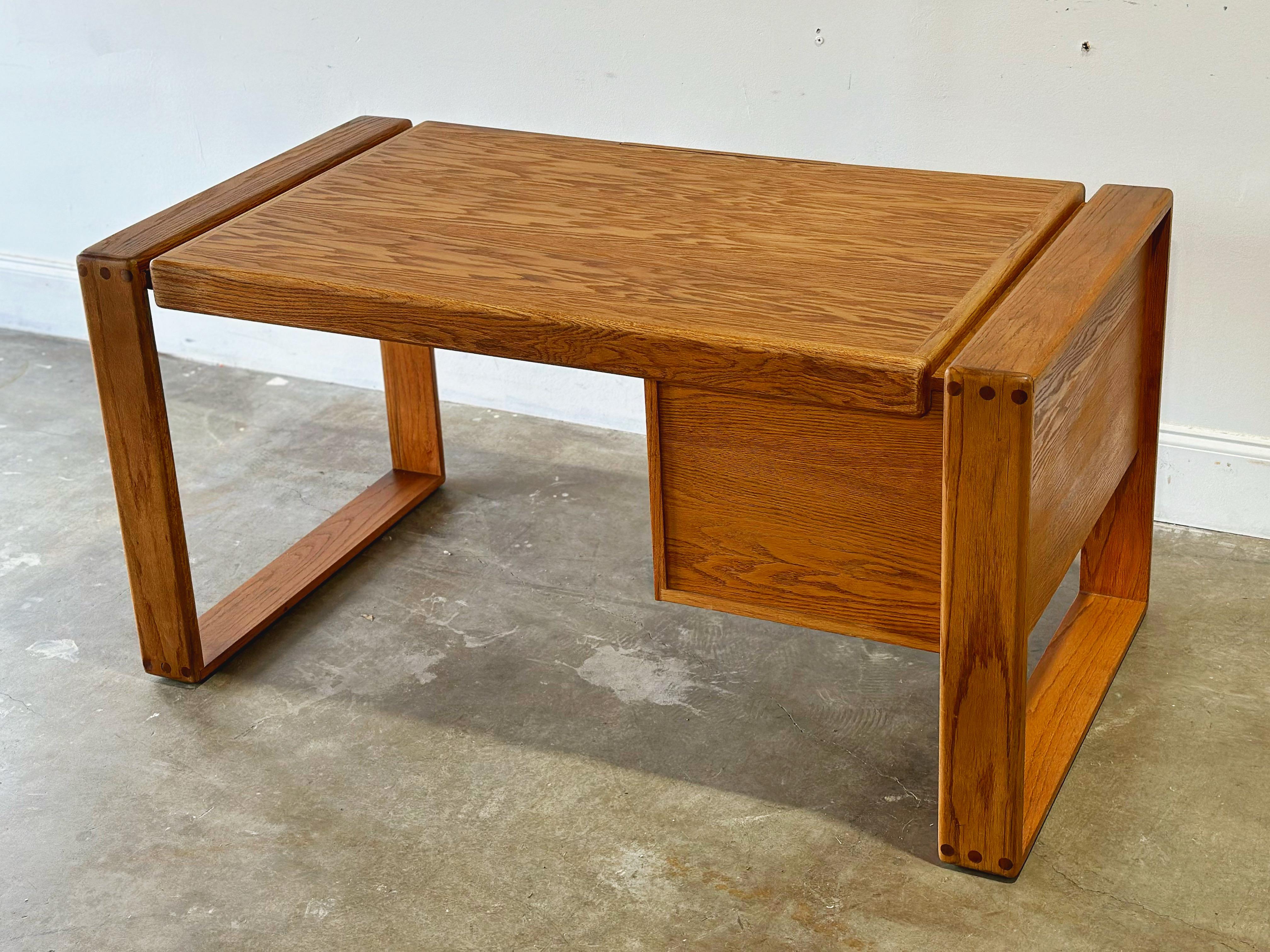 Organic Modern Lou Hodges Desk, Solid Oak, California Design Group, Post Modern, circa 1980
