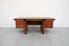 Lou Hodges Curved Top Walnut Executive Desk for Creative Crafts w/ File Storage