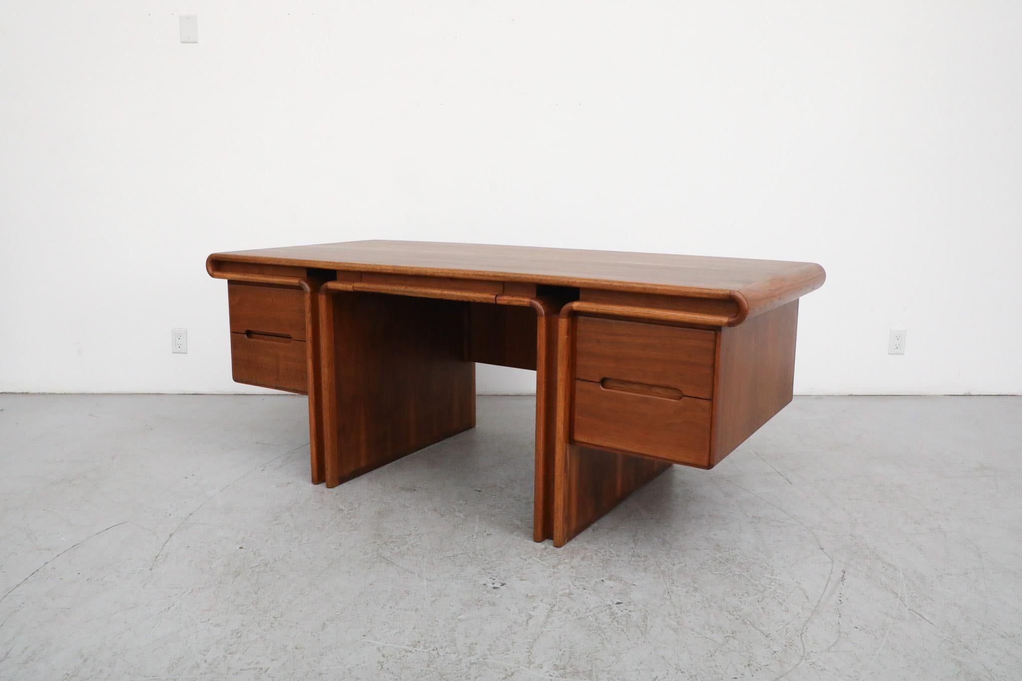 Mid-20th Century Lou Hodges Curved Top Walnut Executive Desk for Creative Crafts w/ File Storage For Sale