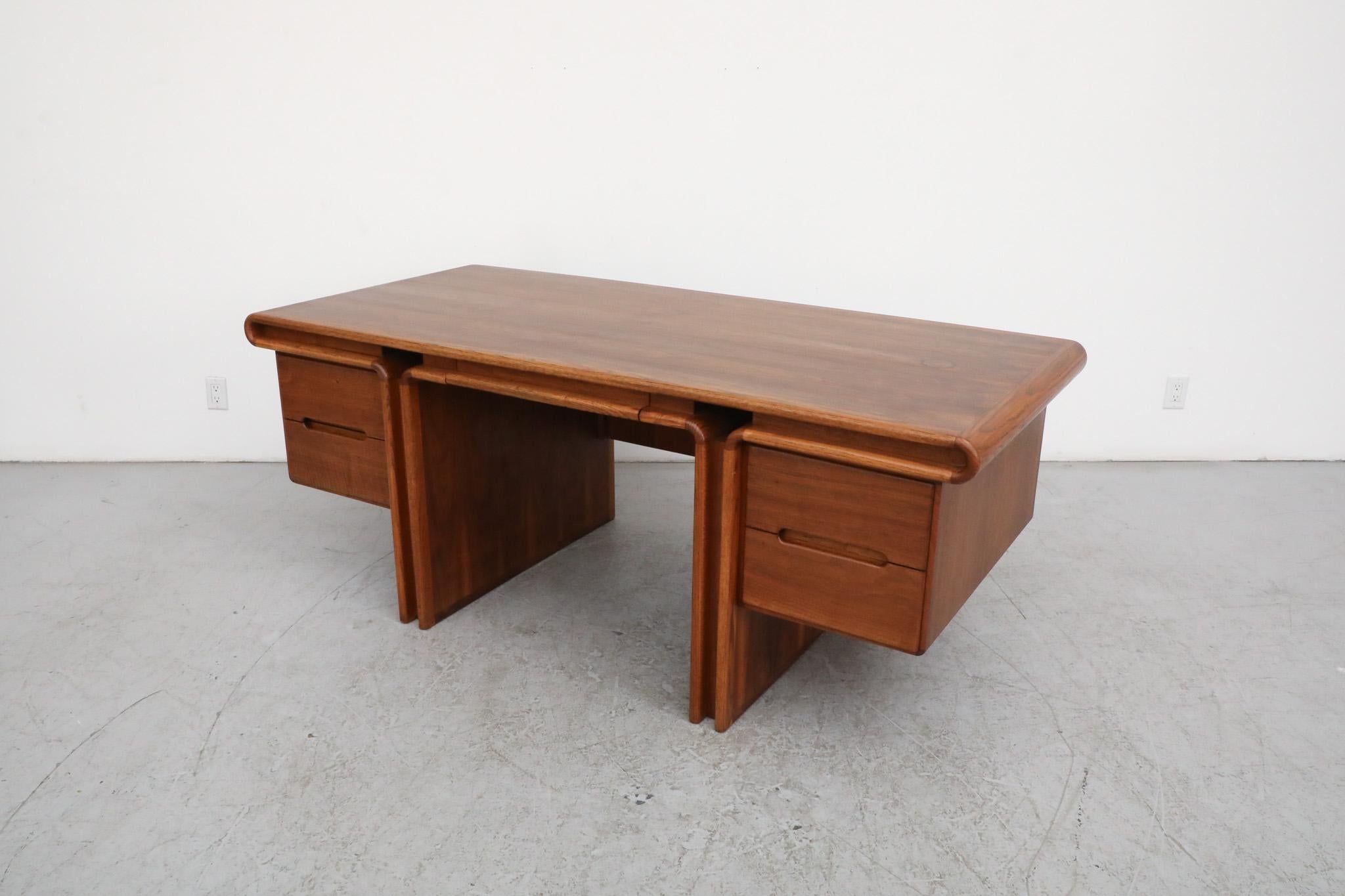 Oak Lou Hodges Curved Top Walnut Executive Desk for Creative Crafts w/ File Storage