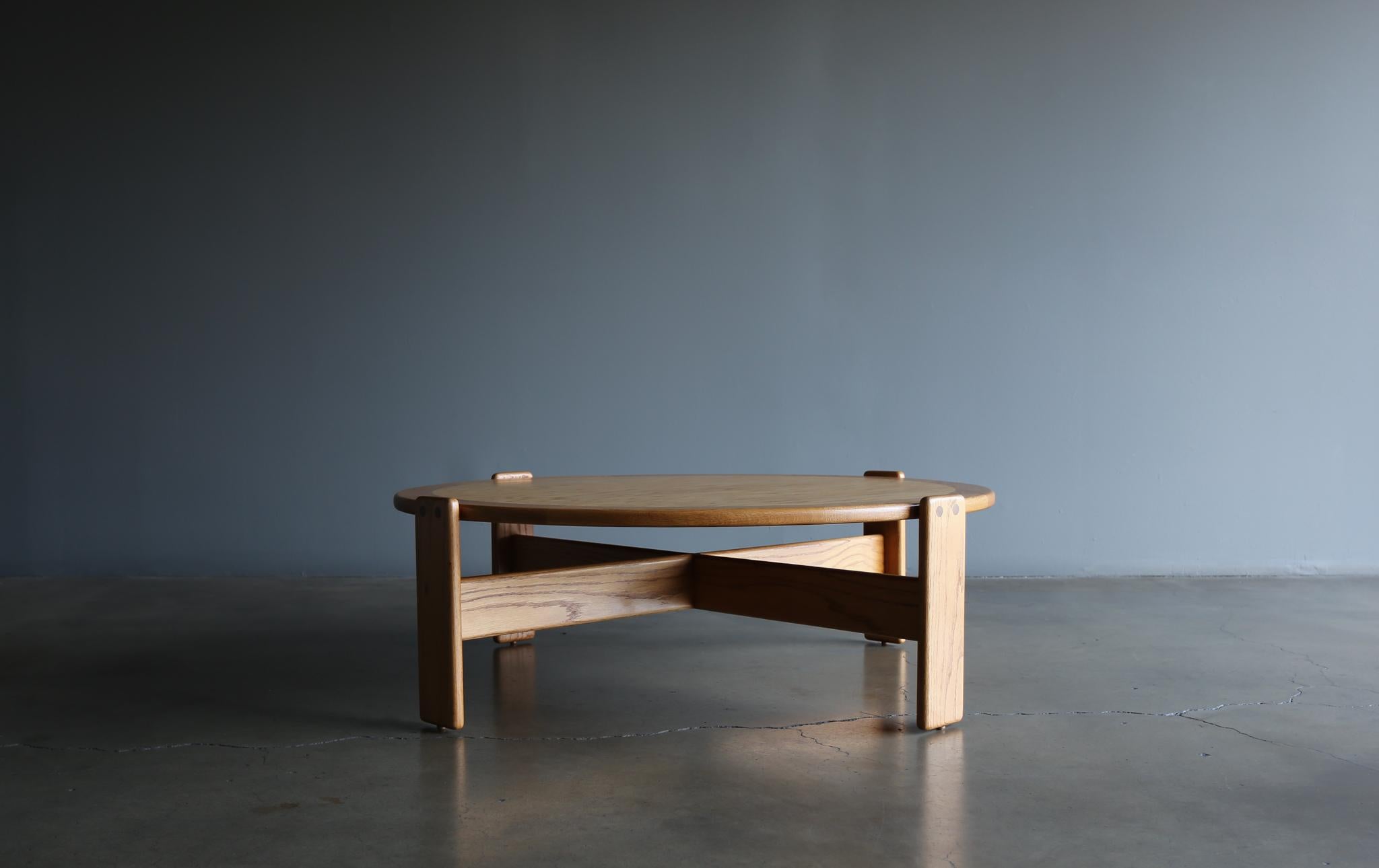 Lou Hodges Handcrafted Oak Coffee Table for California Design Group, 1980 2