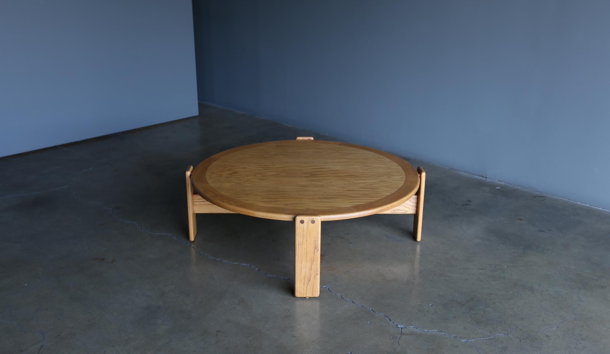 Lou Hodges Handcrafted Oak Coffee Table for California Design Group, 1980 3