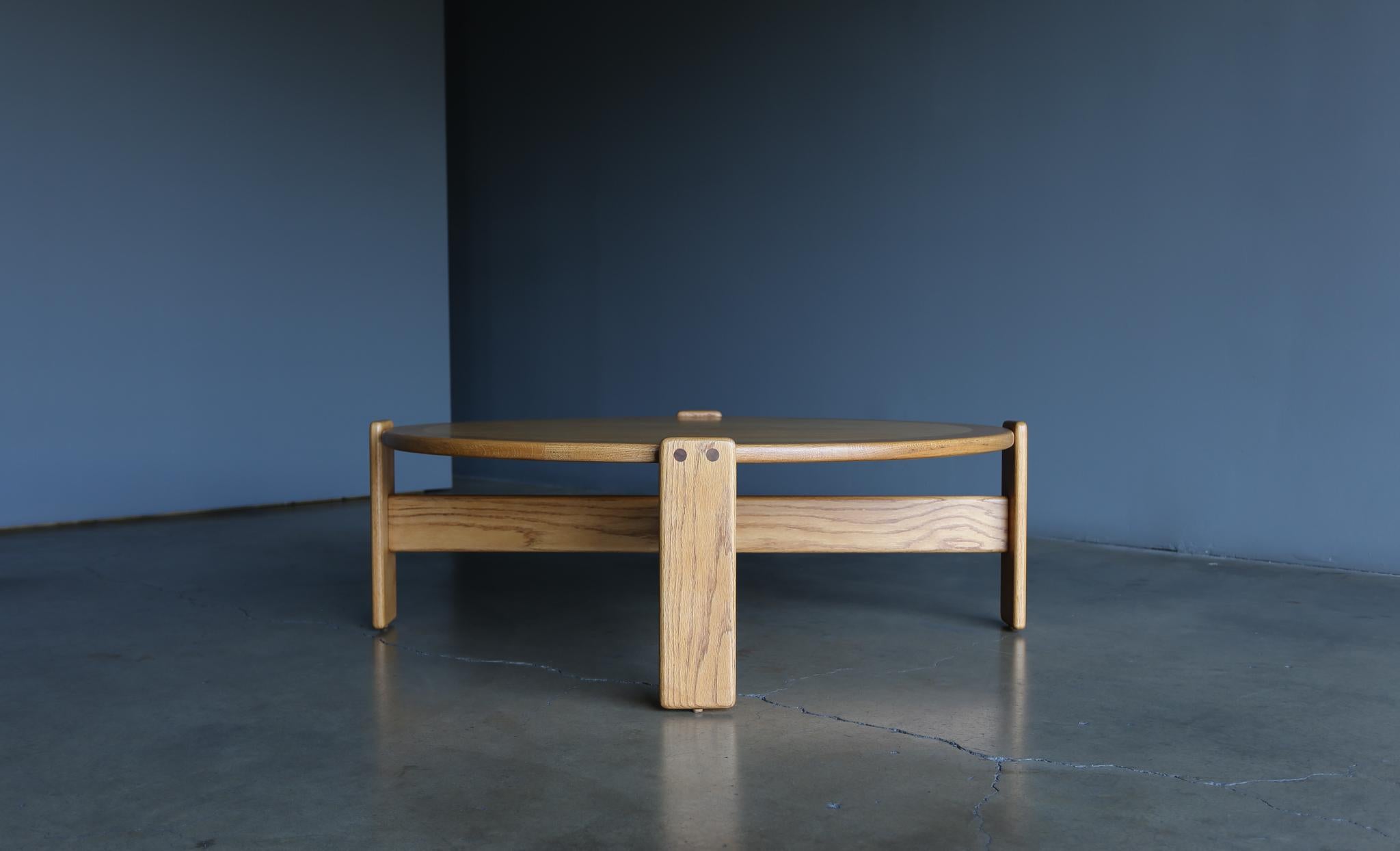 Mid-Century Modern Lou Hodges Handcrafted Oak Coffee Table for California Design Group, 1980