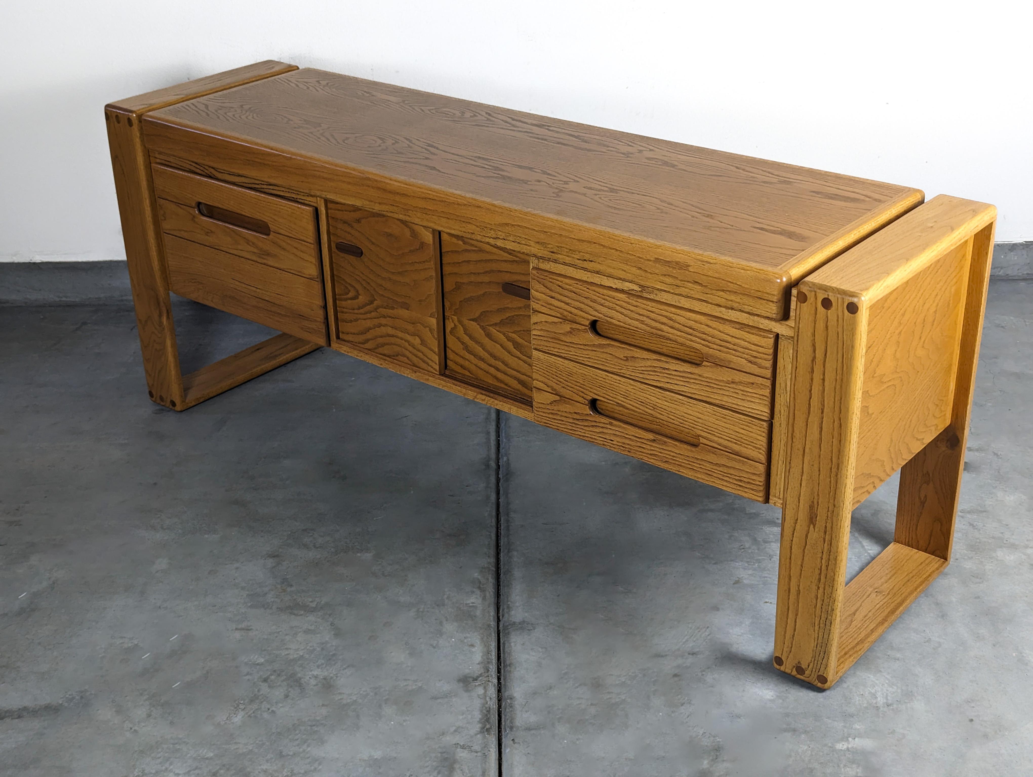 Late 20th Century Lou Hodges Handcrafted Oak Credenza for California Design Group, c1980s For Sale