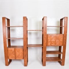 Lou Hodges Huge Wall Unit in Solid Natural Oak Modern California Design, 1970s