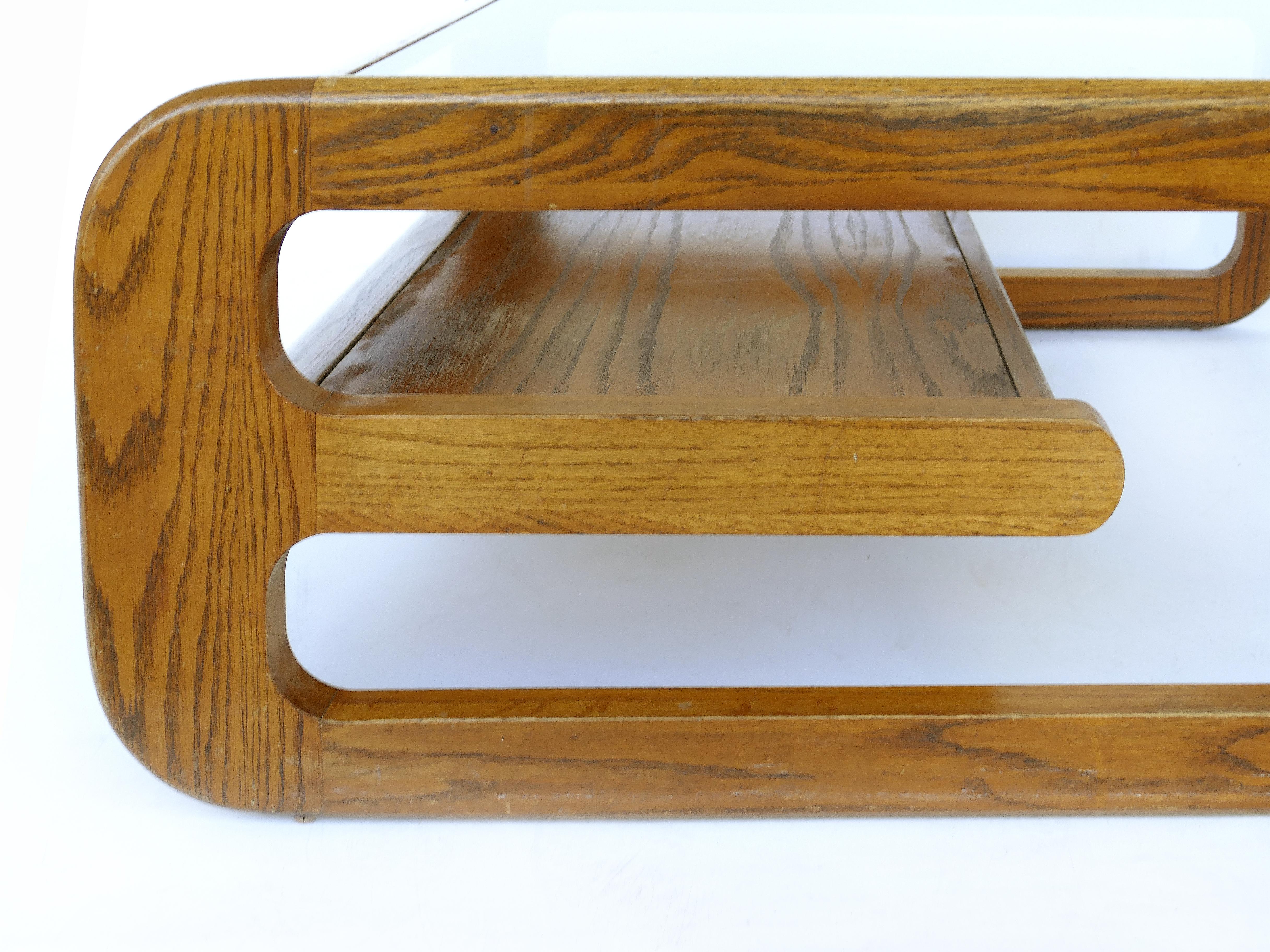 Lou Hodges Mid-Century Modern Coffee Table with Inset Glass In Good Condition In Miami, FL