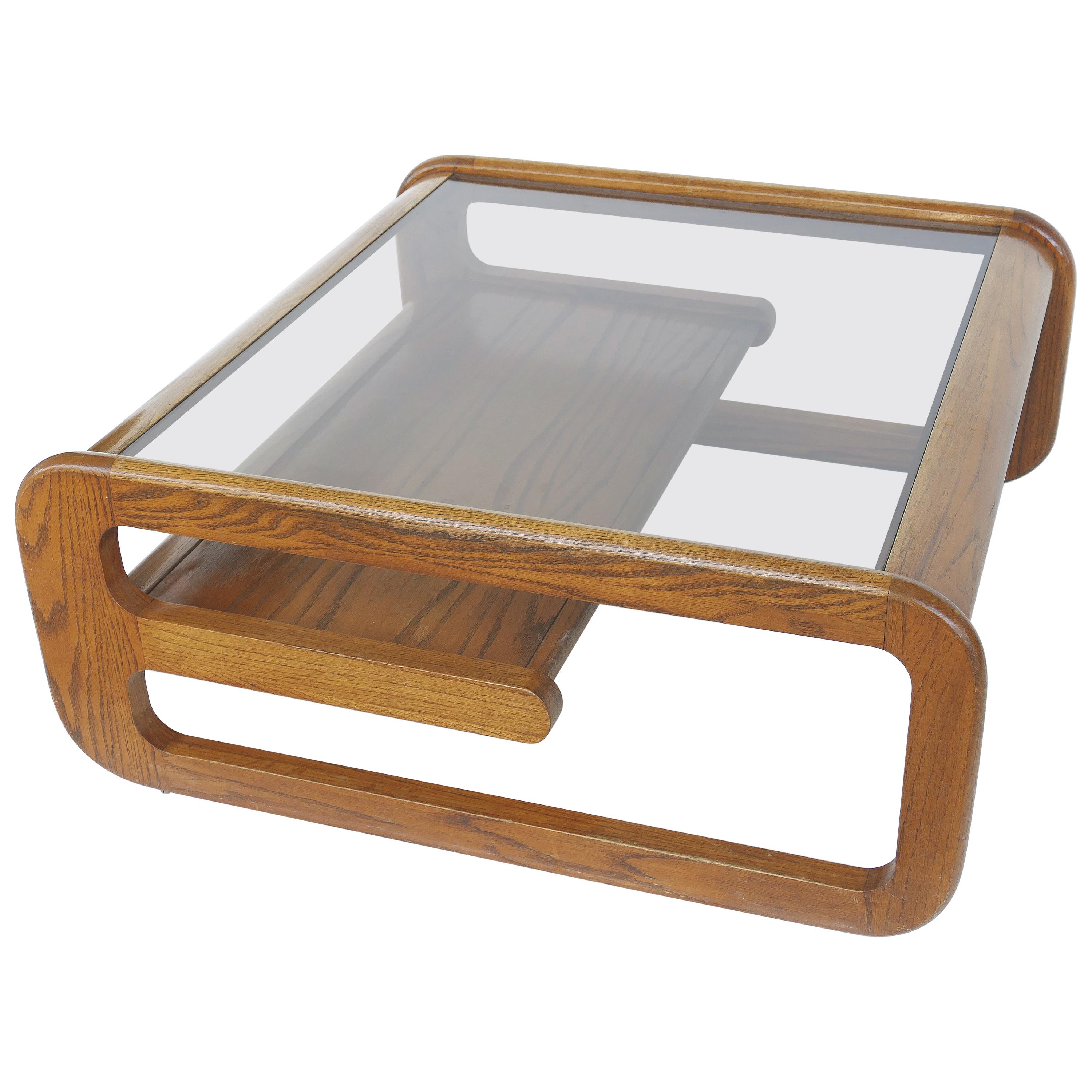 Lou Hodges Mid-Century Modern Coffee Table with Inset Glass