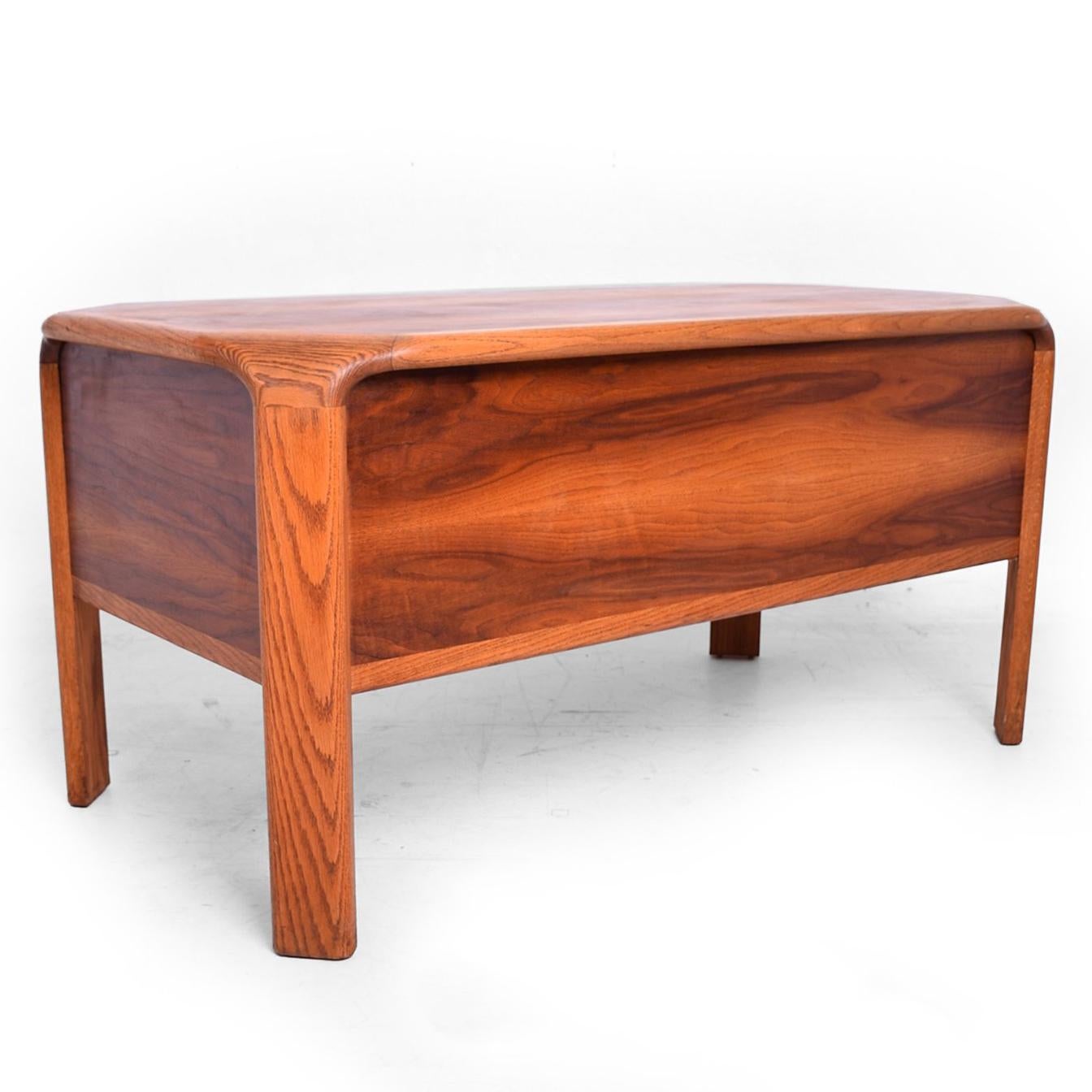 Sculptural Elegance Lou Hodges Mid-Century Modern Desk Walnut and Oak 1