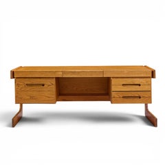 Lou Hodges Mid Century Oak Cantilever Executive Desk