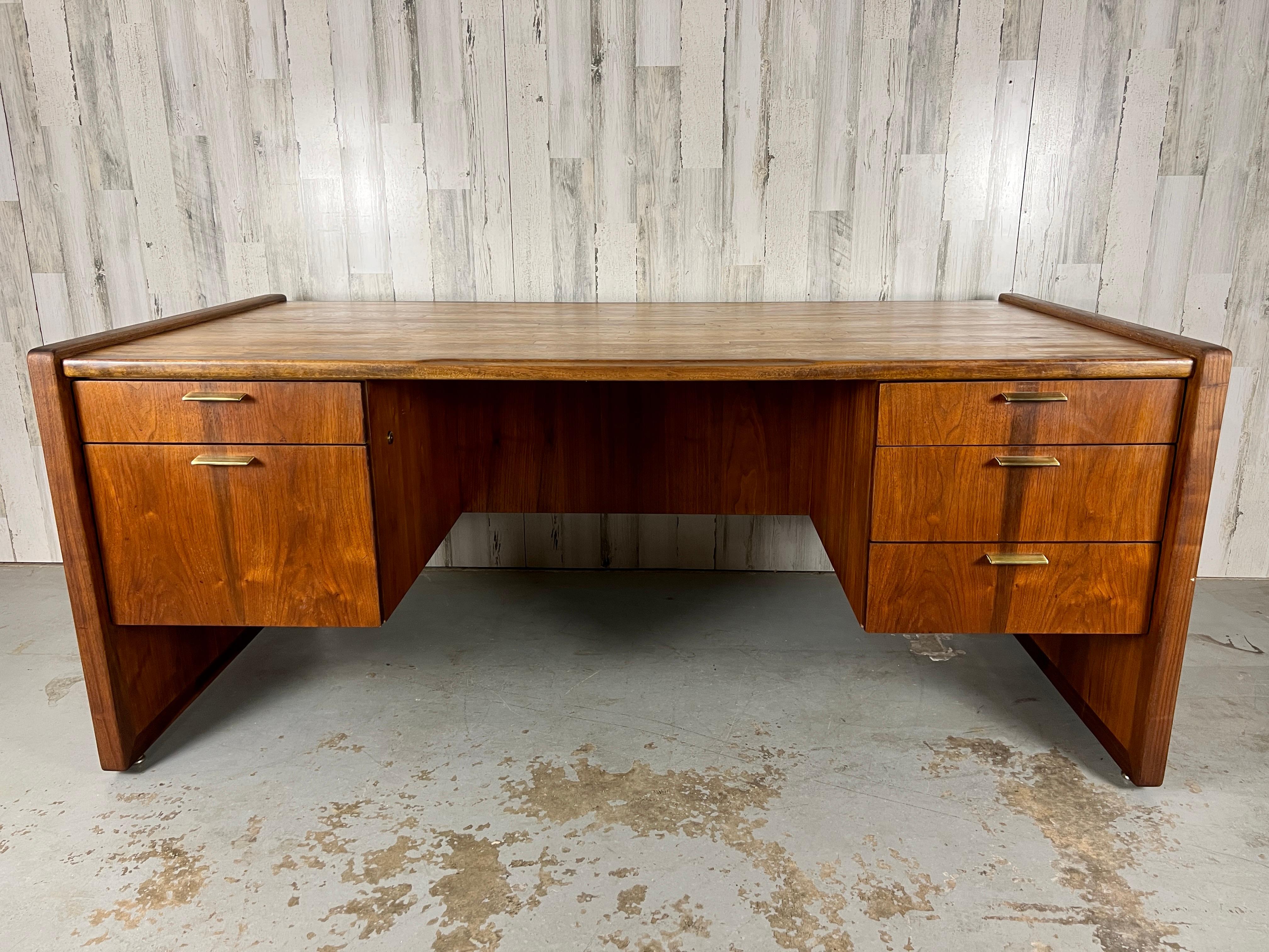 Mid-Century Modern Lou Hodges Style Executive Desk For Sale
