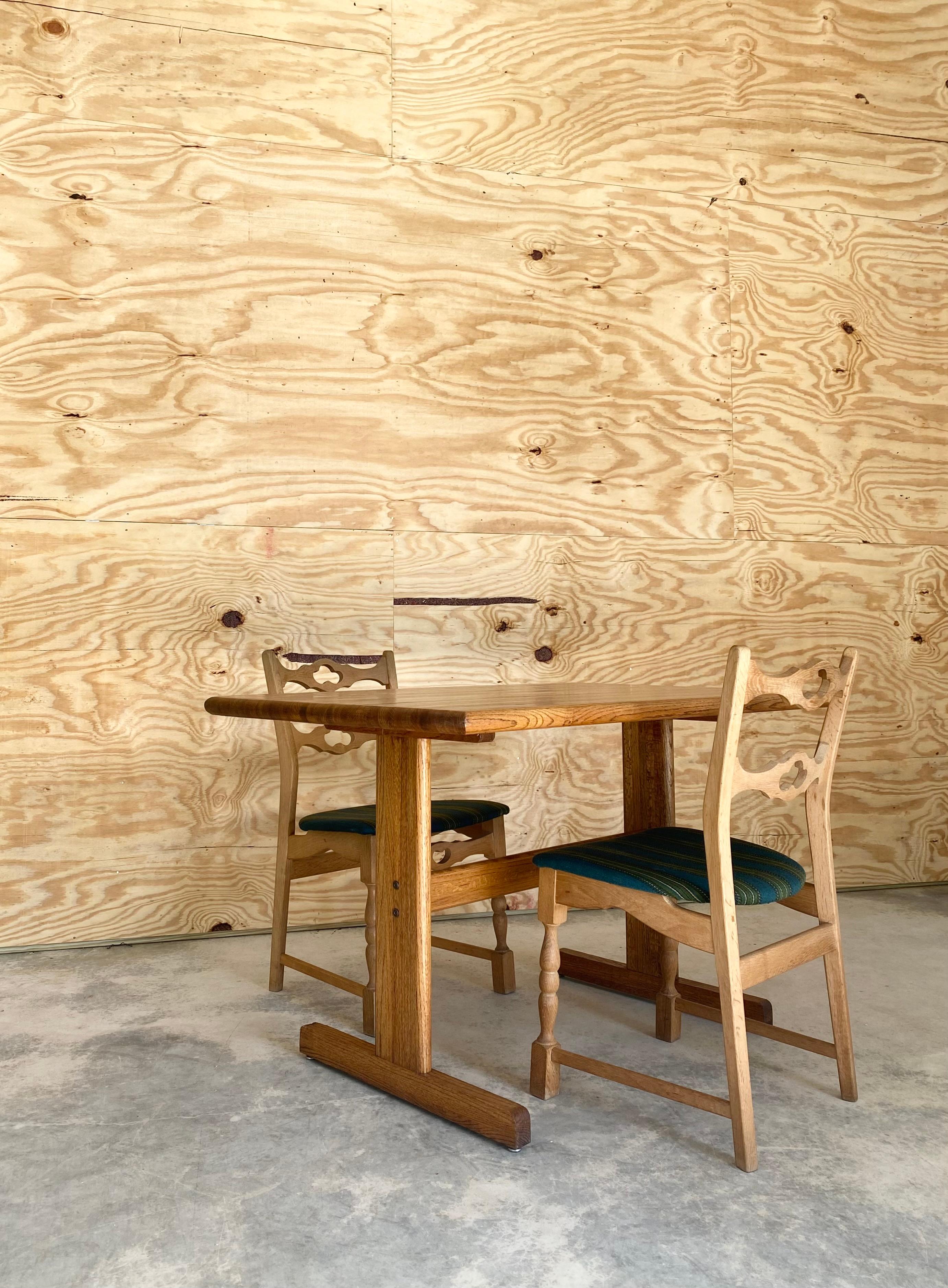 American Lou Hodges-Style Oak Desk / Dining Table For Sale
